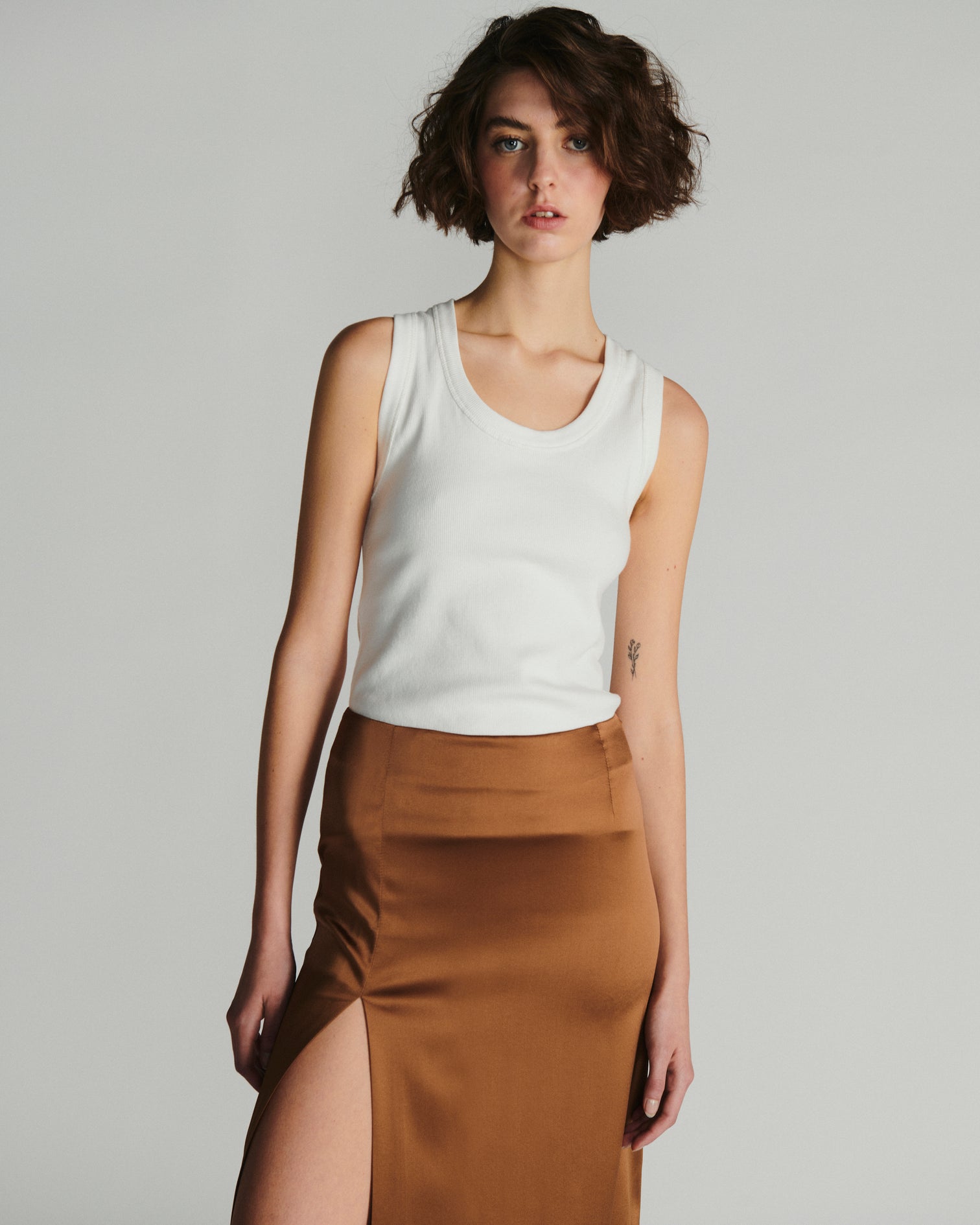 0035 Silk Skirt Brown