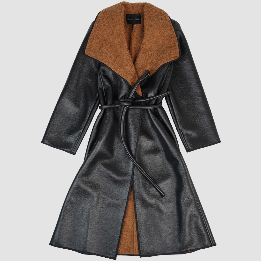 Abrigo Malena Black & Caramel