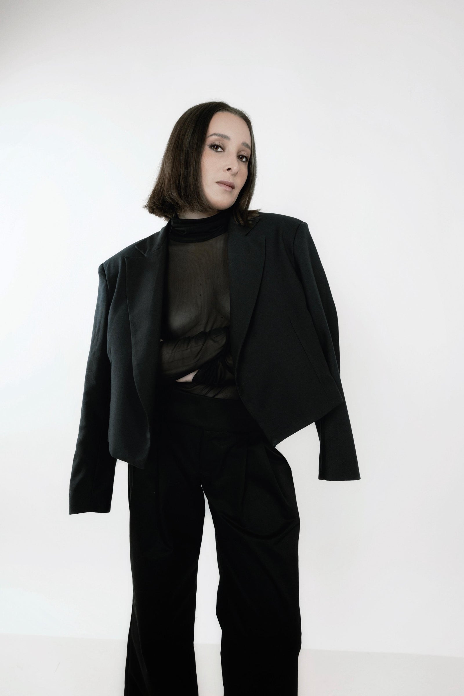 Black Double Pleat Pants