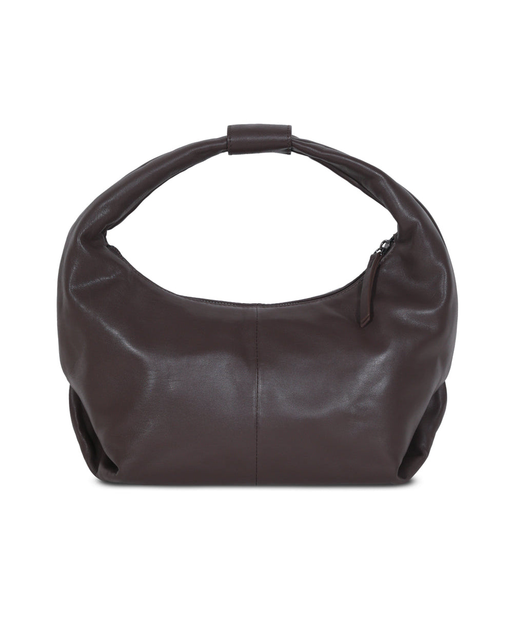 Round Hobo Coffe Leather Bag