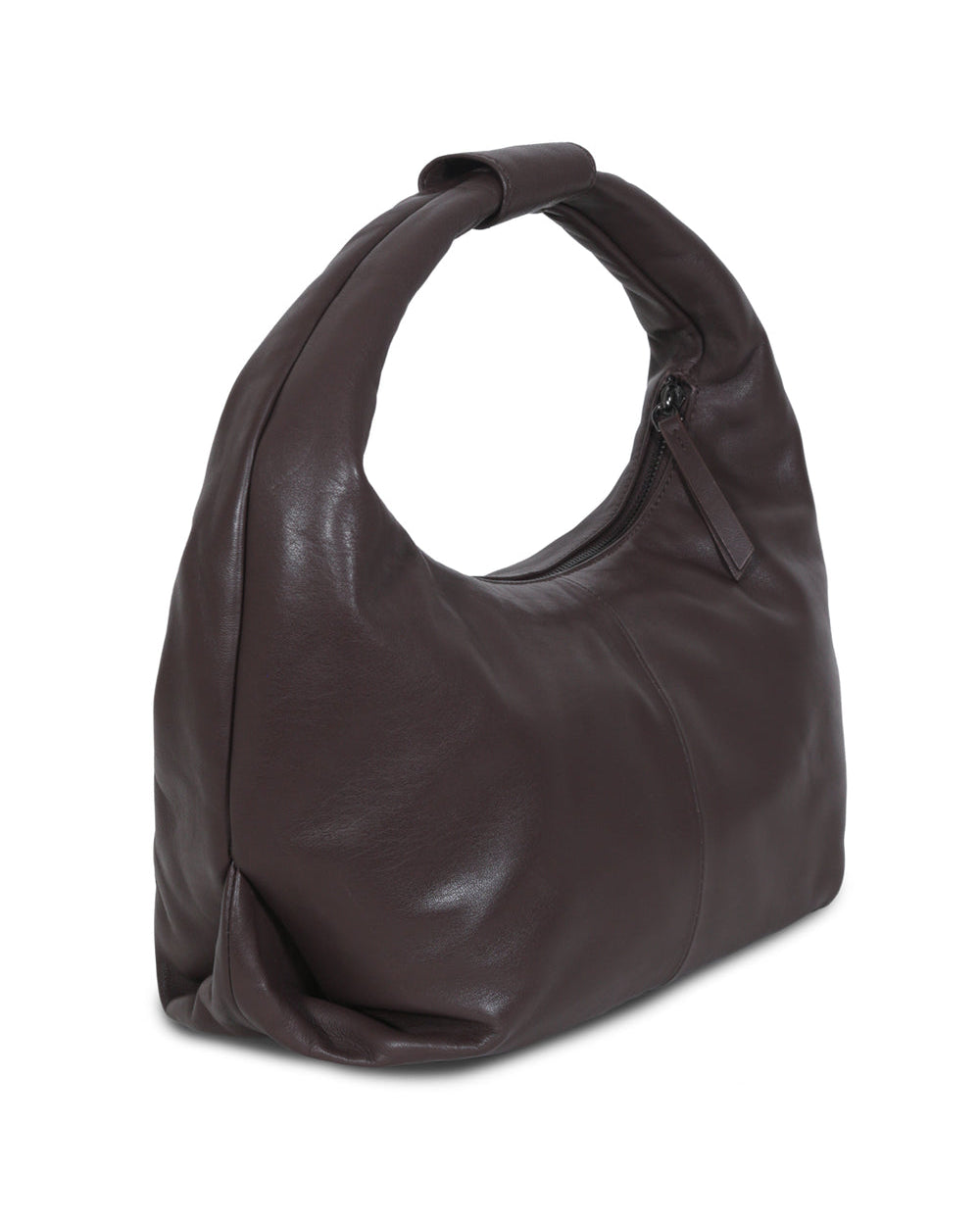 Round Hobo Coffe Leather Bag