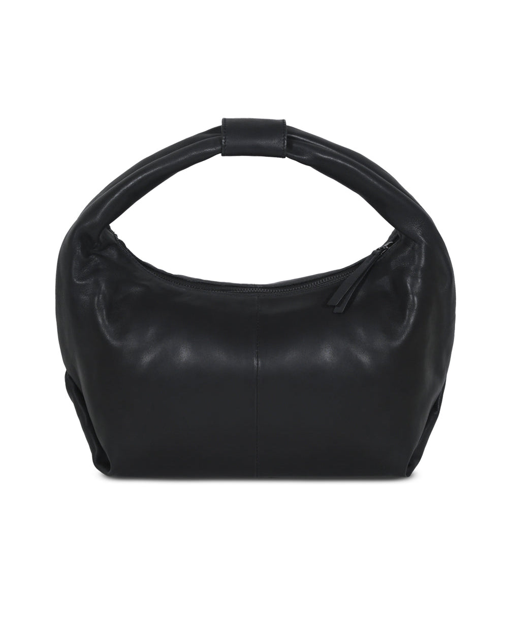 Round Hobo Black Leather Bag