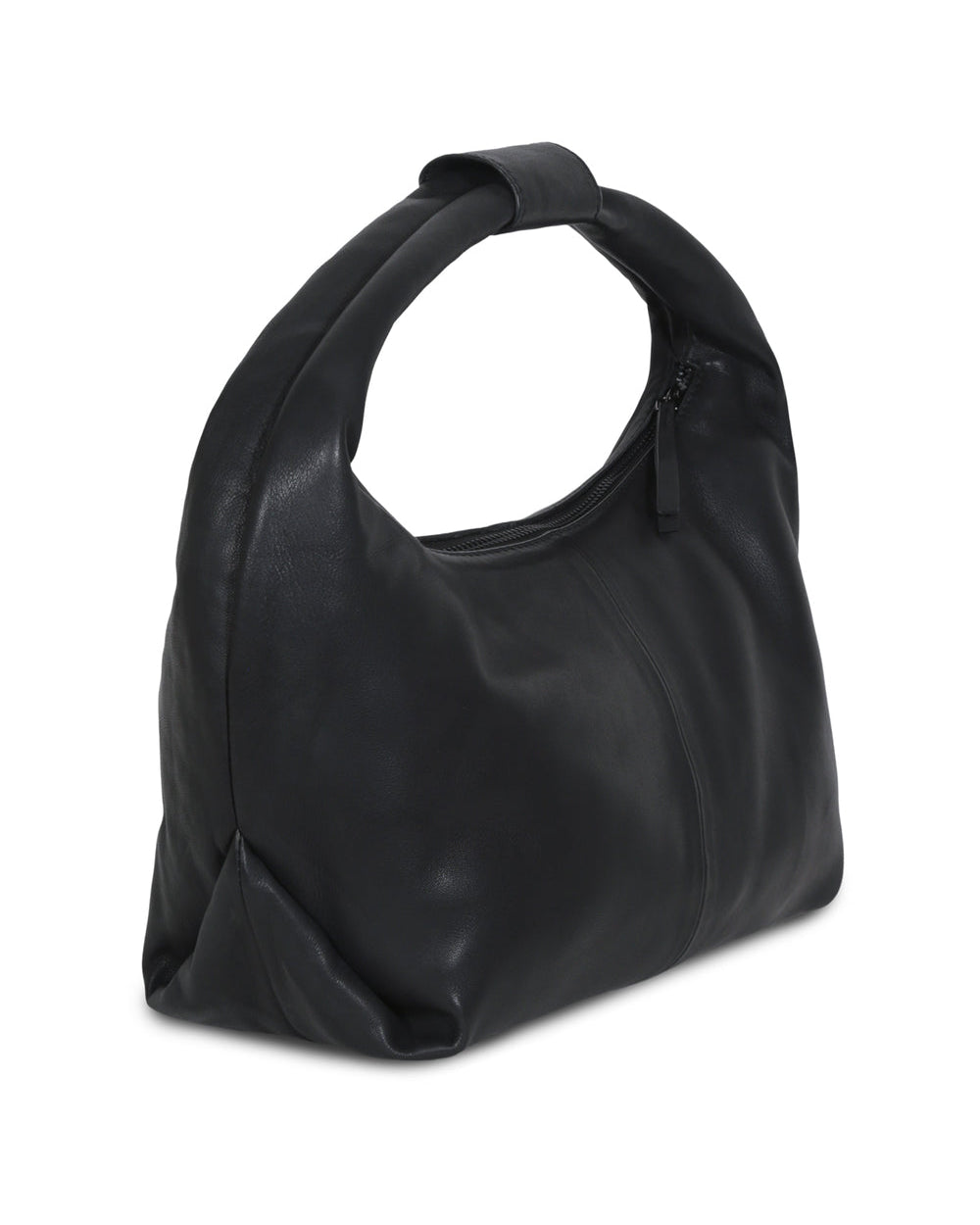Round Hobo Black Leather Bag