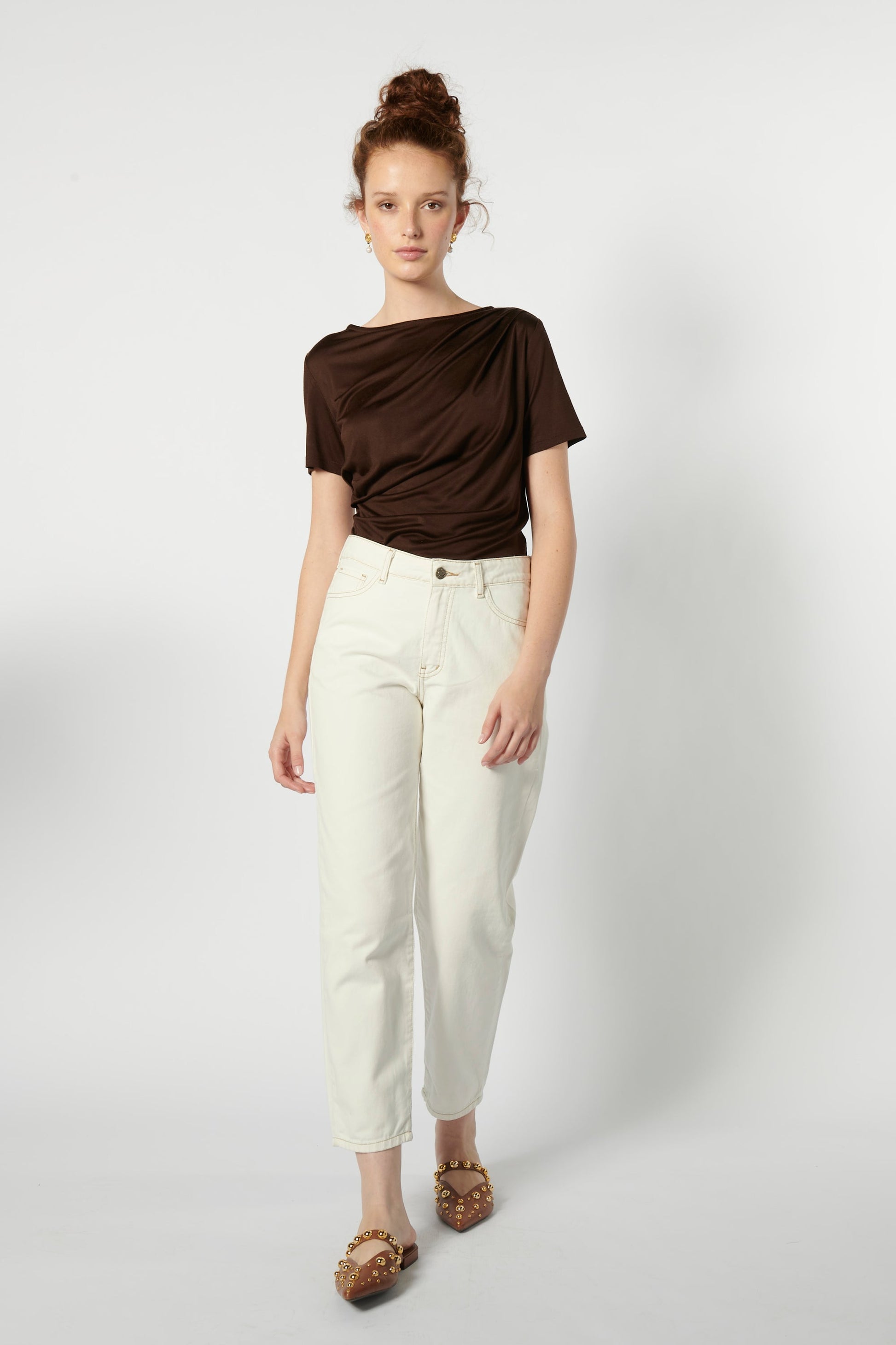 Jeans Mom Fit Blanco