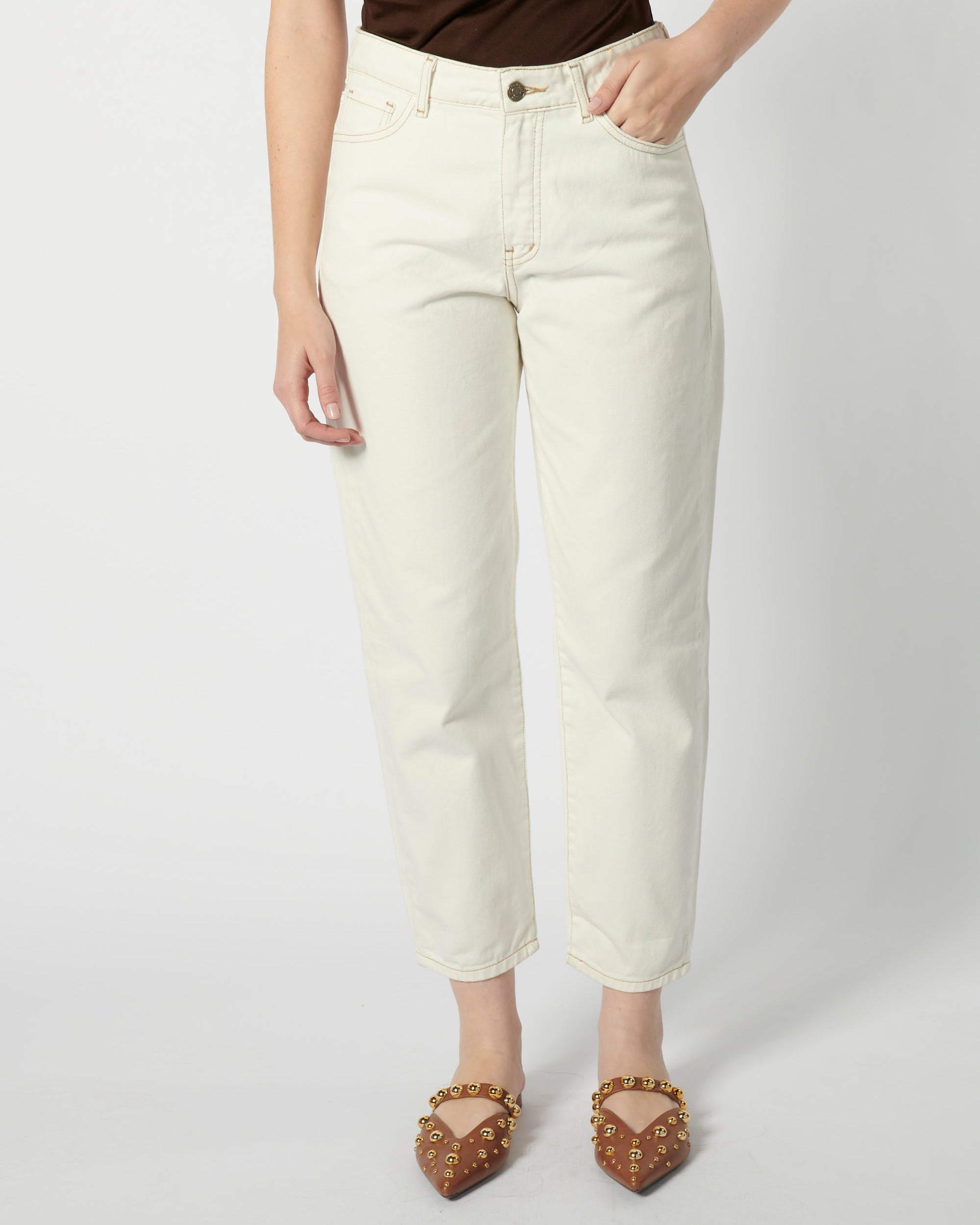 Jeans Mom Fit Blanco