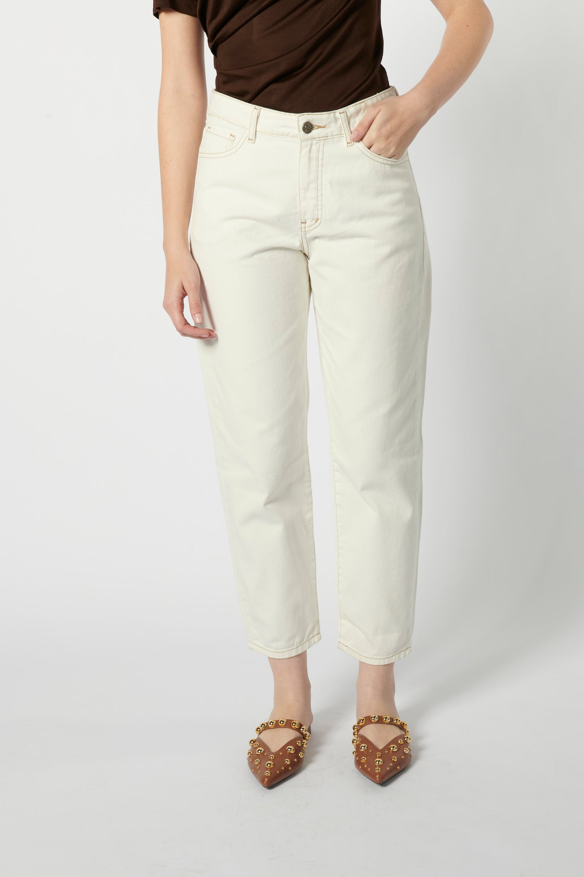 Jeans Mom Fit Blanco