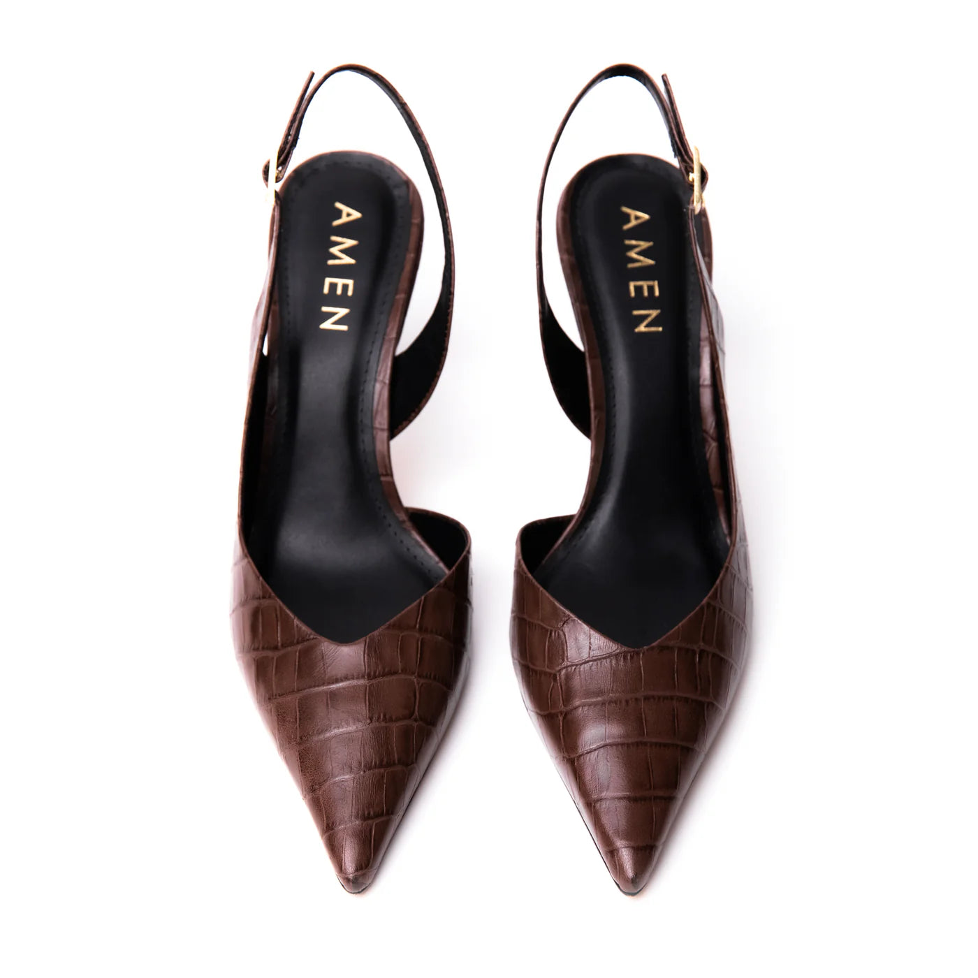 Zapato Amelie Cuero Croco Café