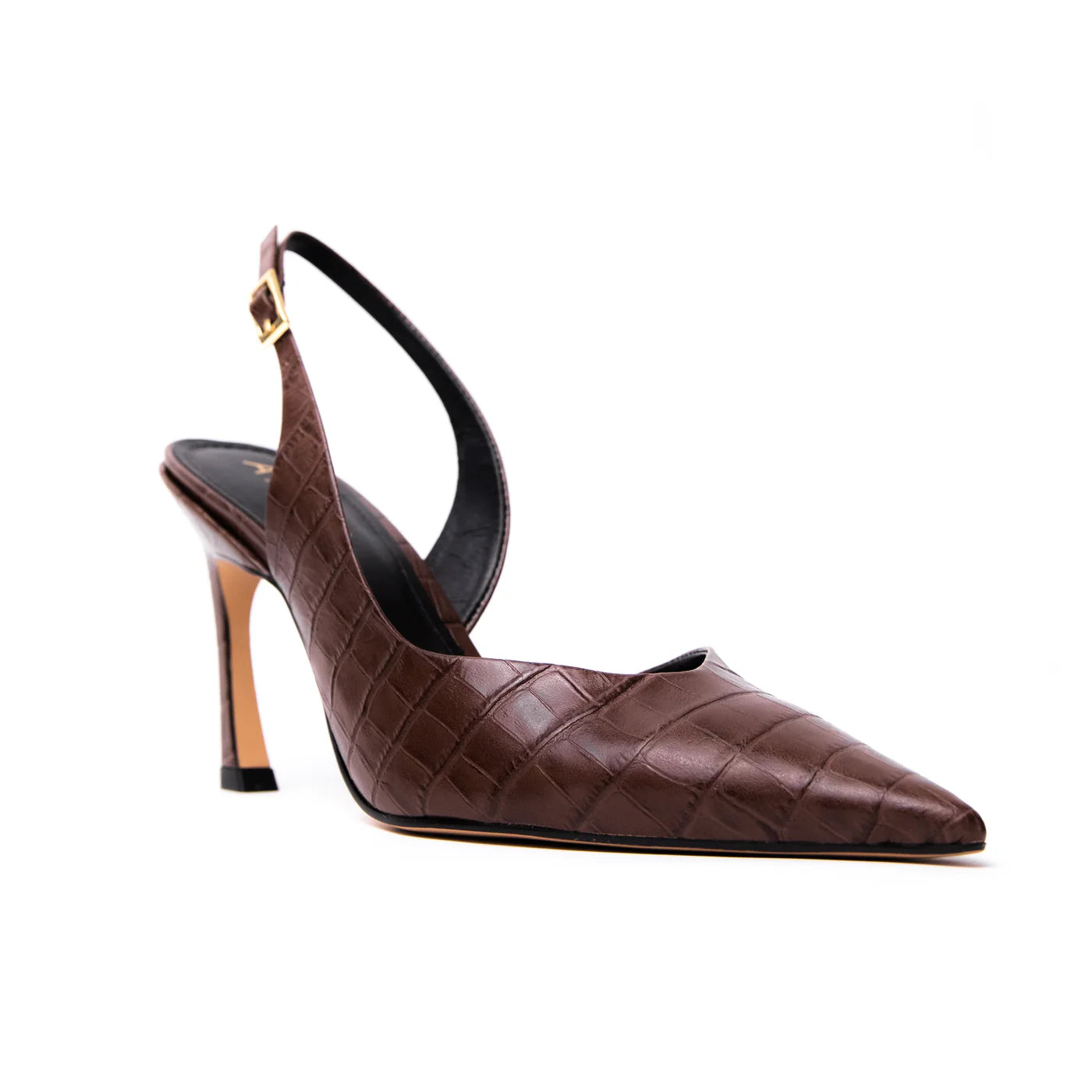 Zapato Amelie Cuero Croco Café