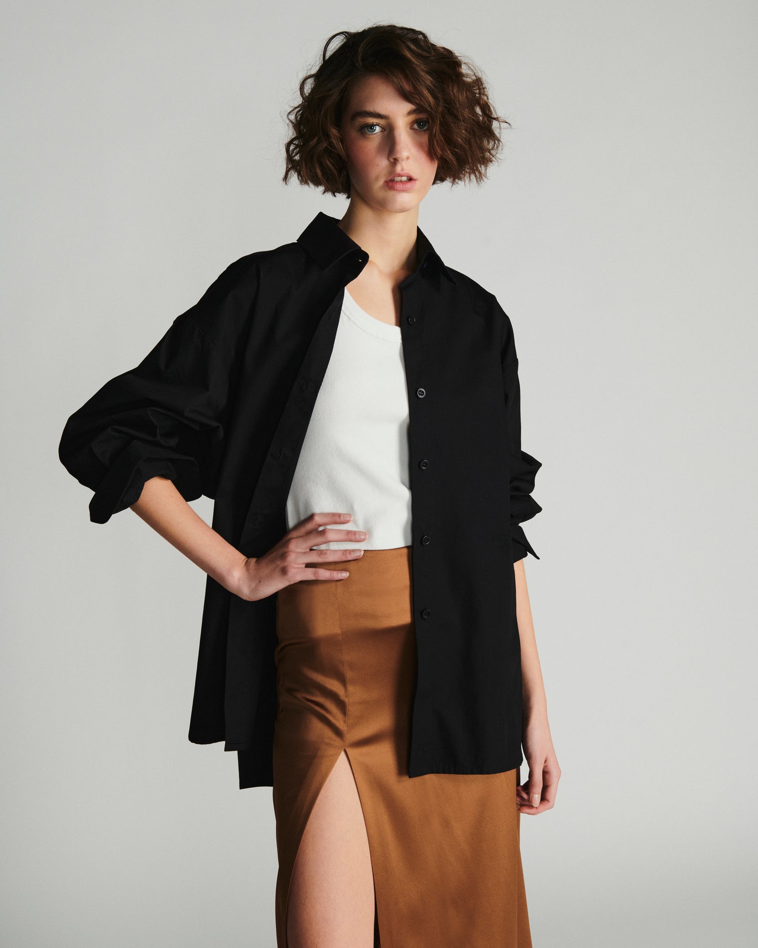 0035 Silk Skirt Brown