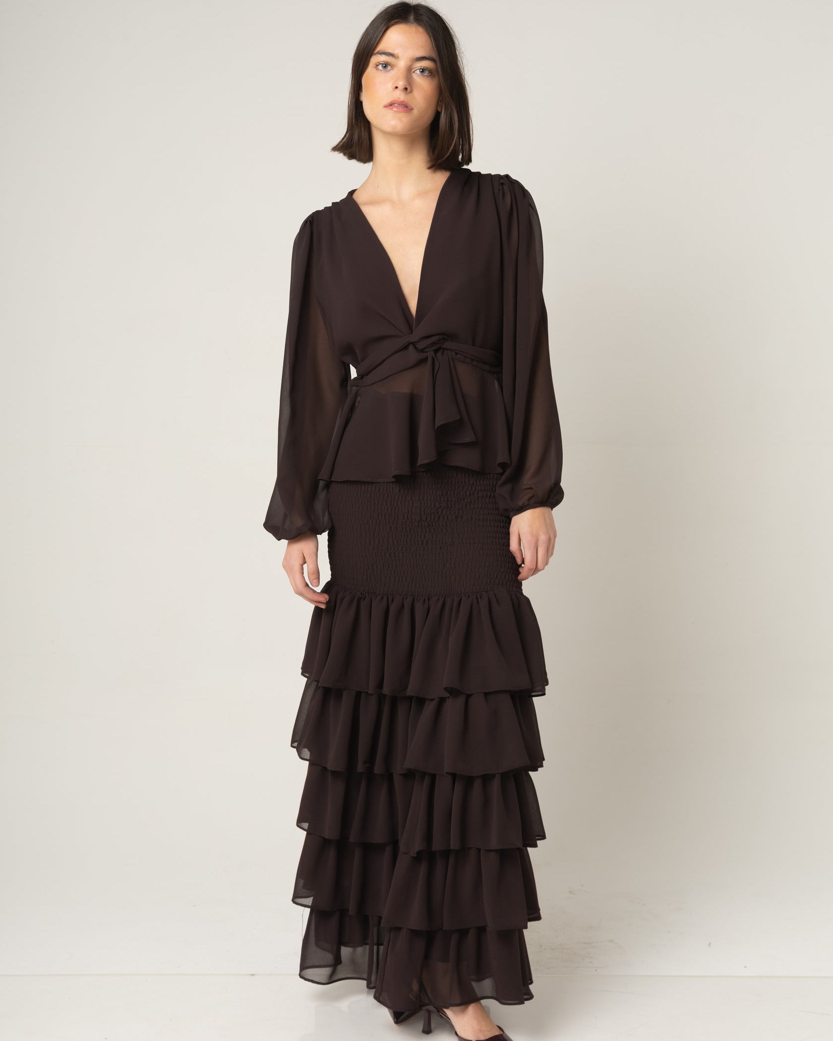 Blusa Gasa Carmen Café