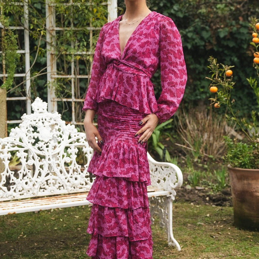 Blusa Gasa Carmen Flor Magenta