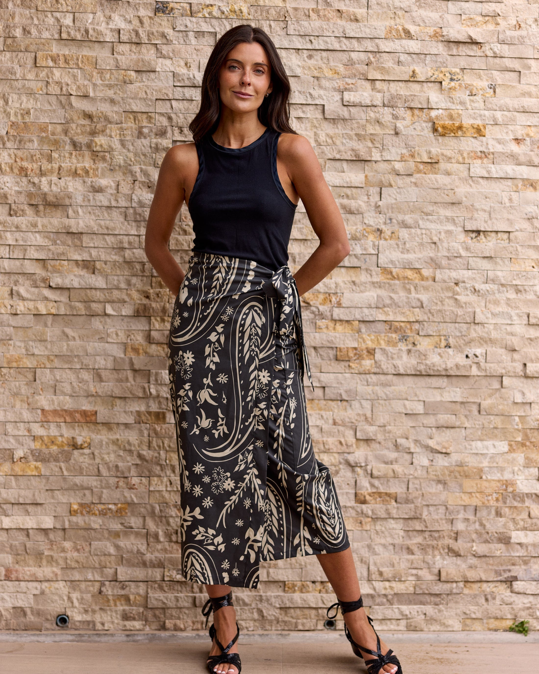 Falda Mallorca Estampado Negro