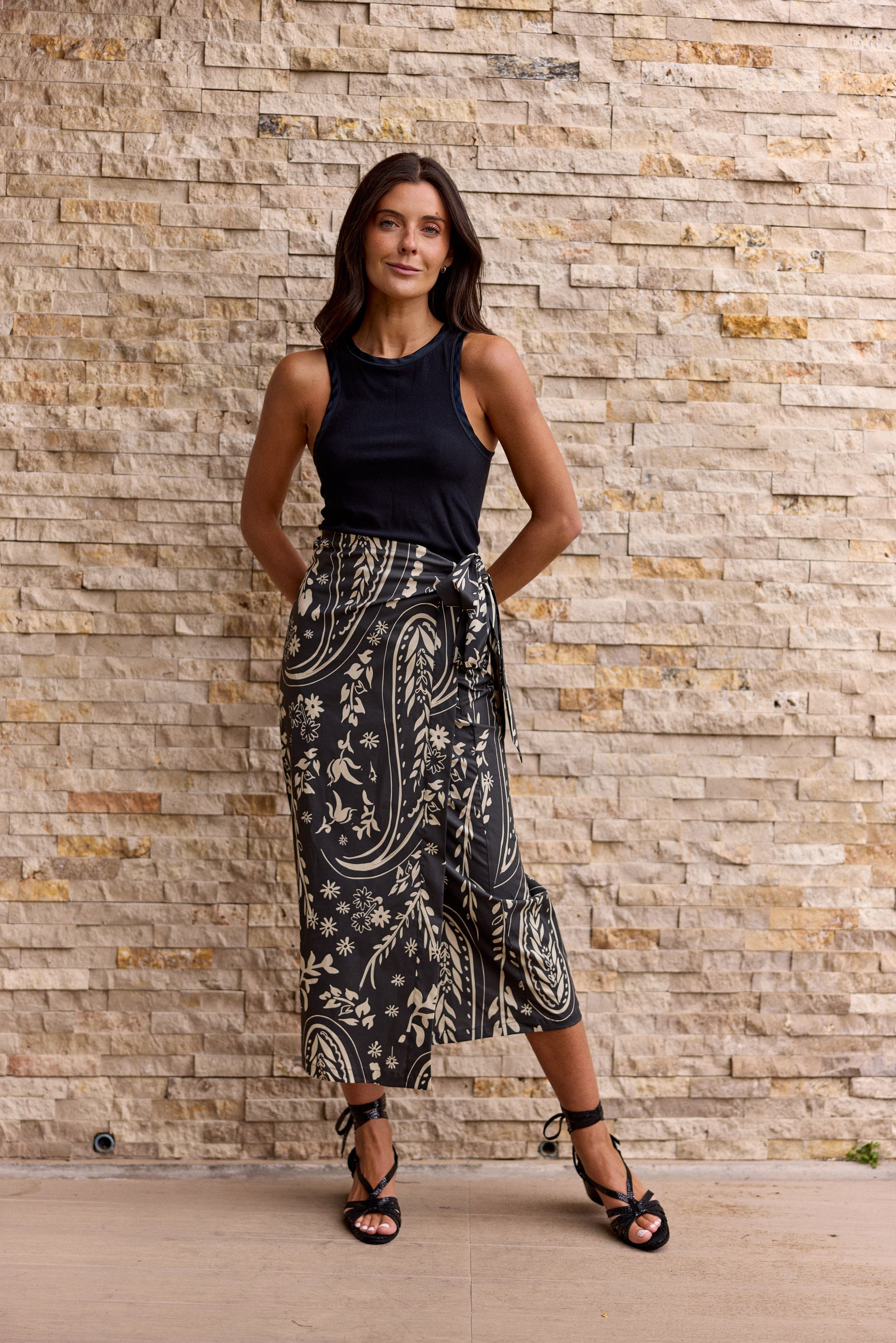 Falda Mallorca Estampado Negro