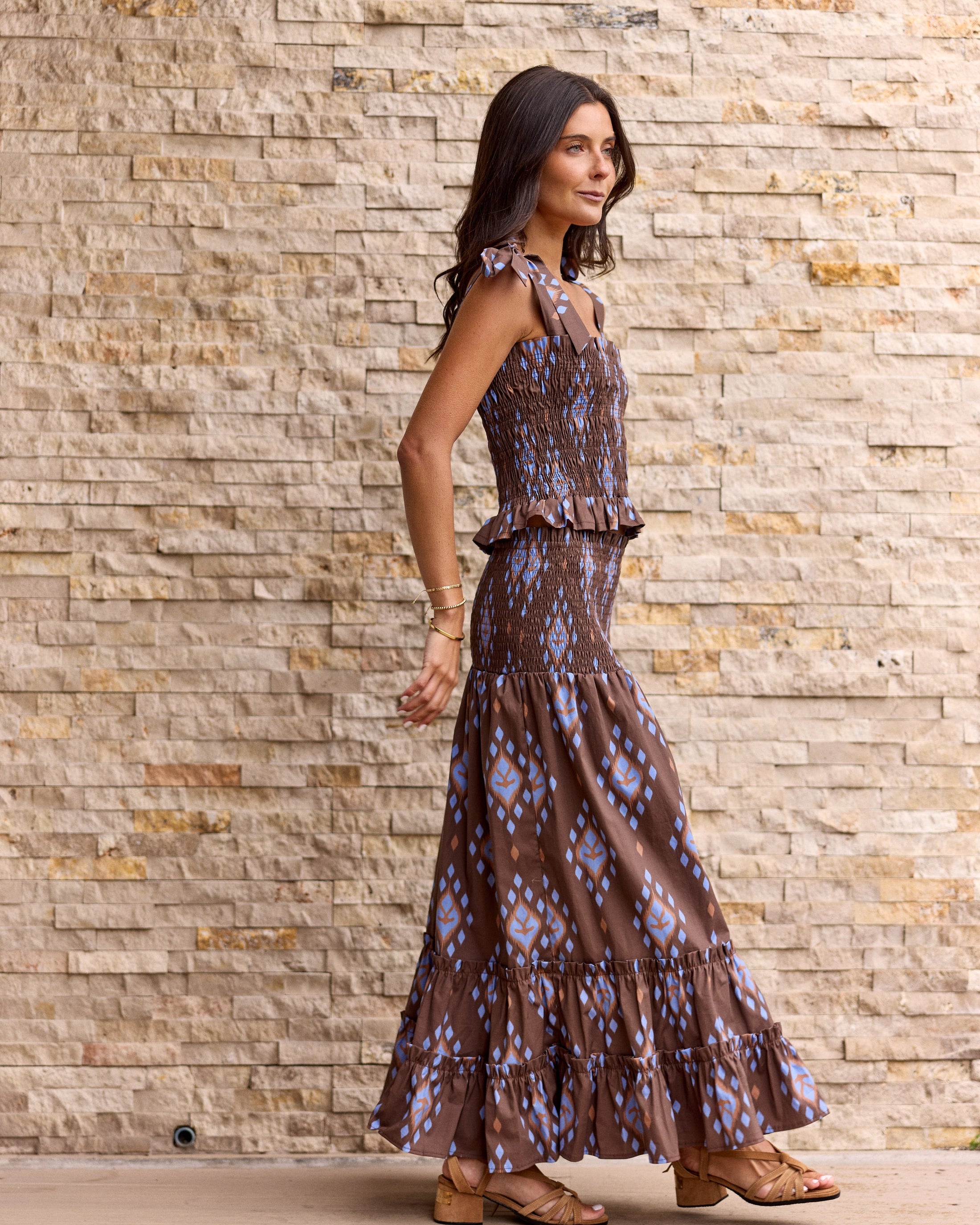 Falda Menorca Estampado Café