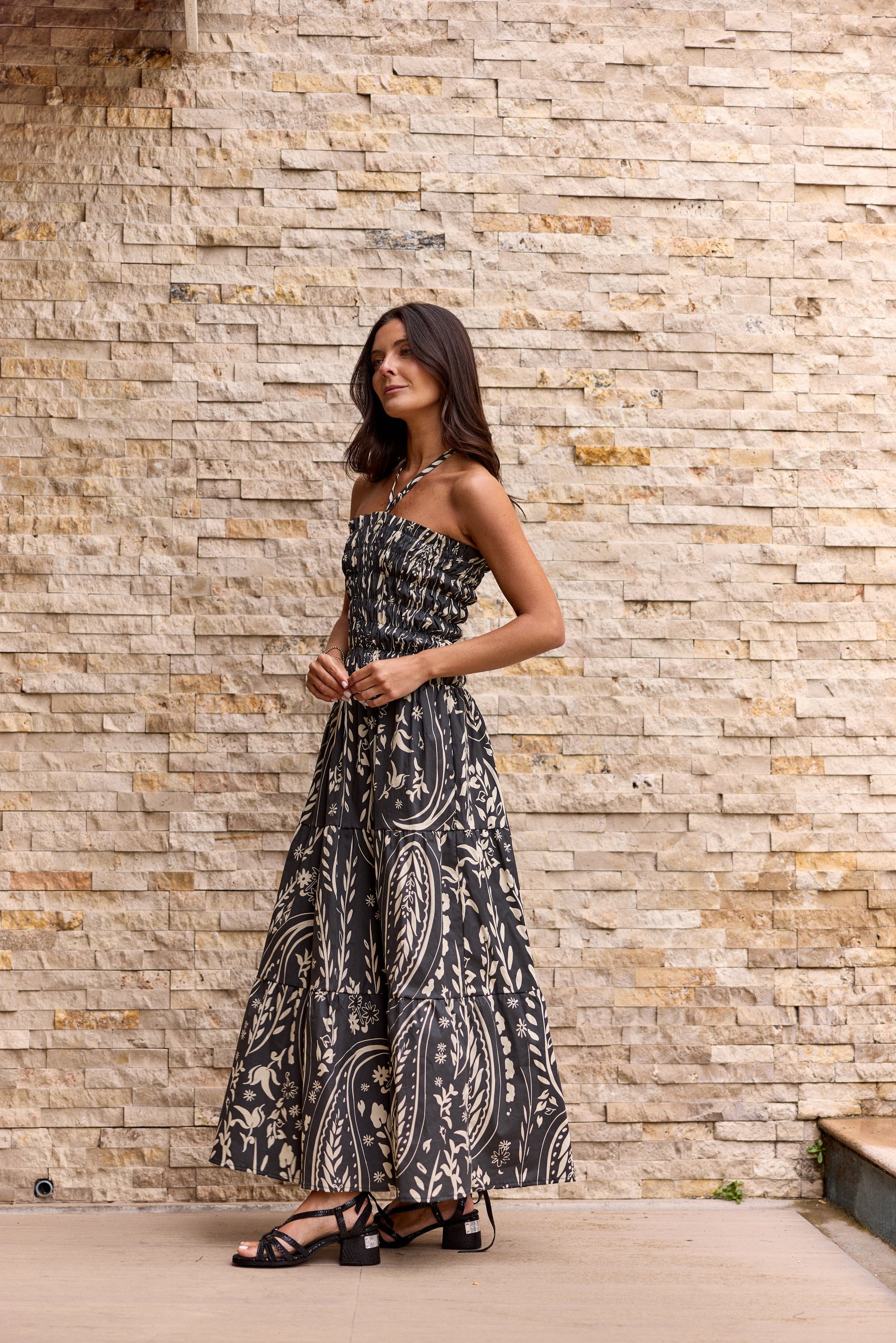 Vestido Capri Estampado Negro