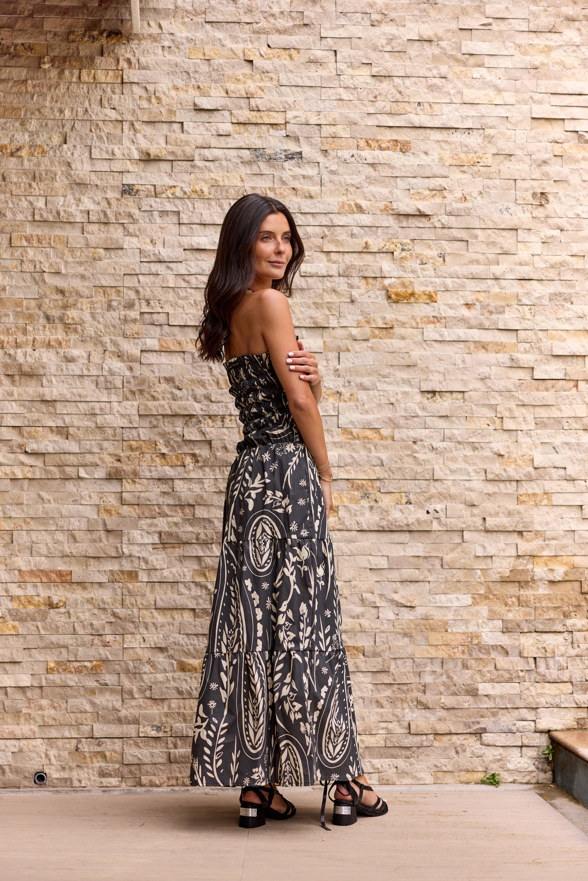 Vestido Capri Estampado Negro