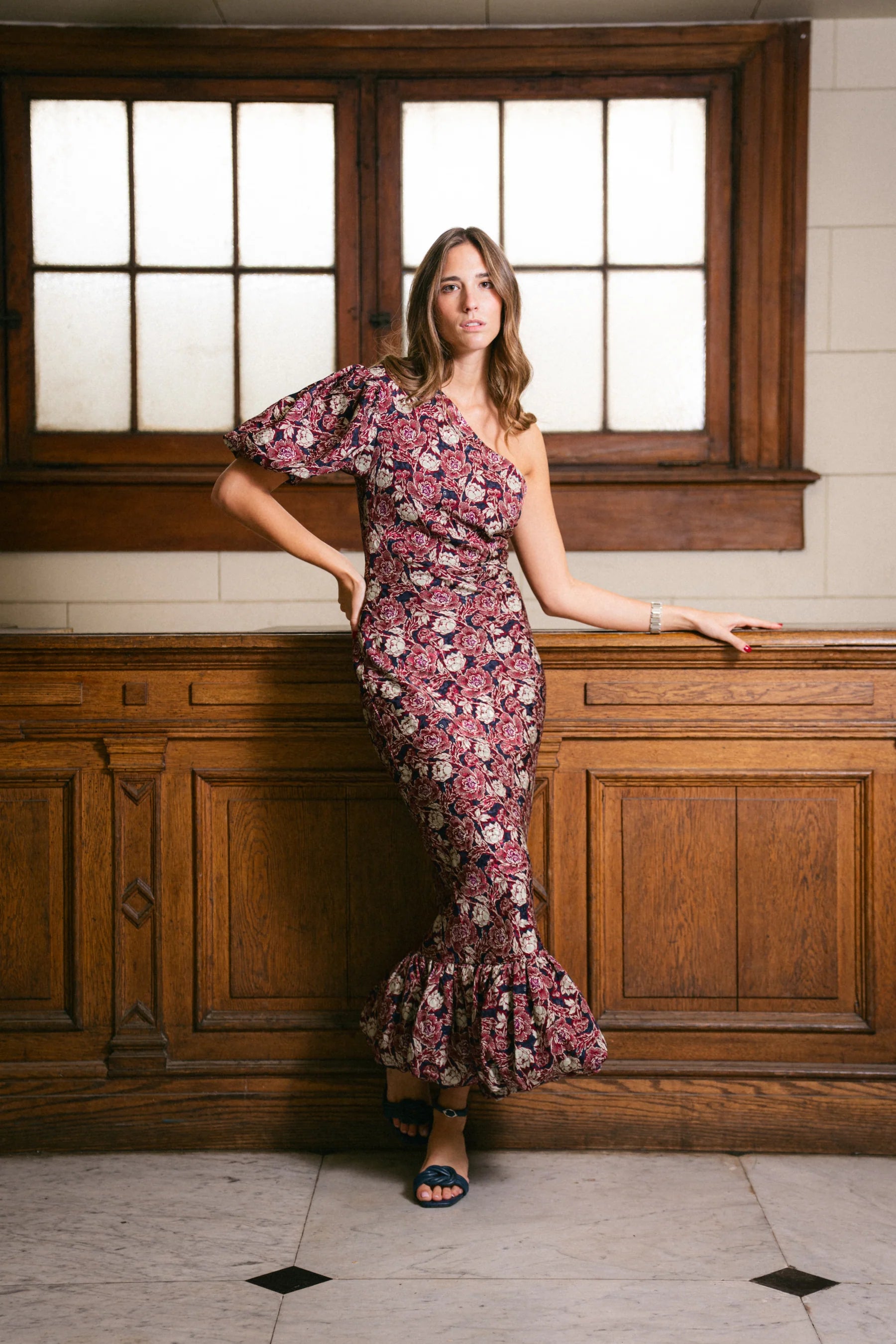 Vestido Asimétrico Baloon Flor Azul
