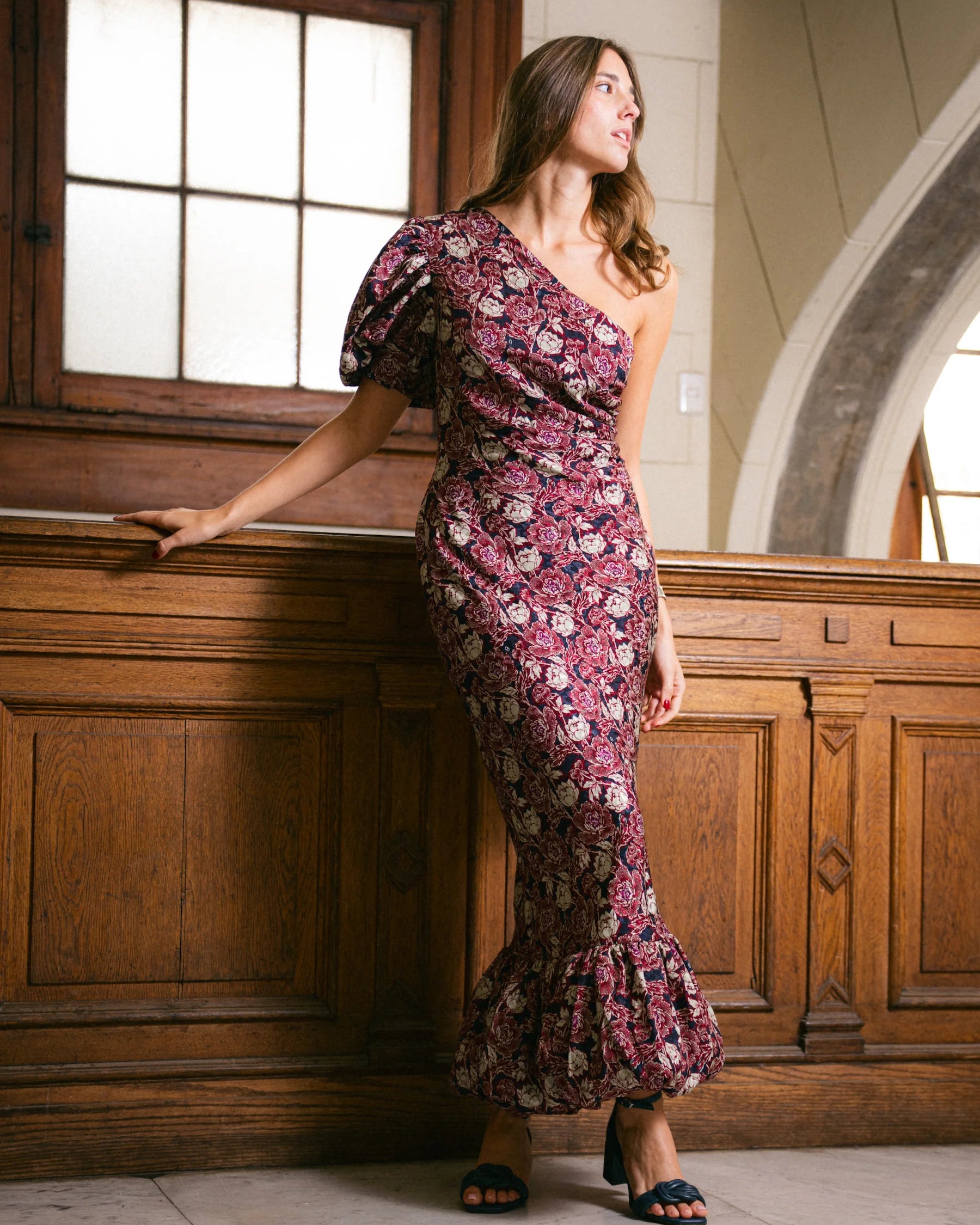 Vestido Asimétrico Baloon Flor Azul
