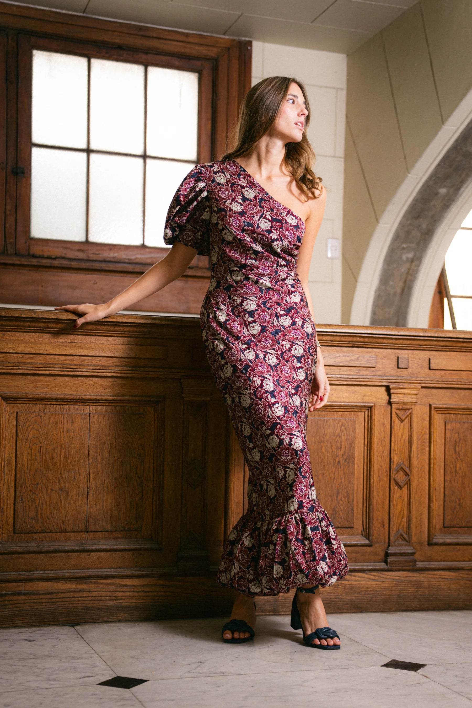 Vestido Asimétrico Baloon Flor Azul