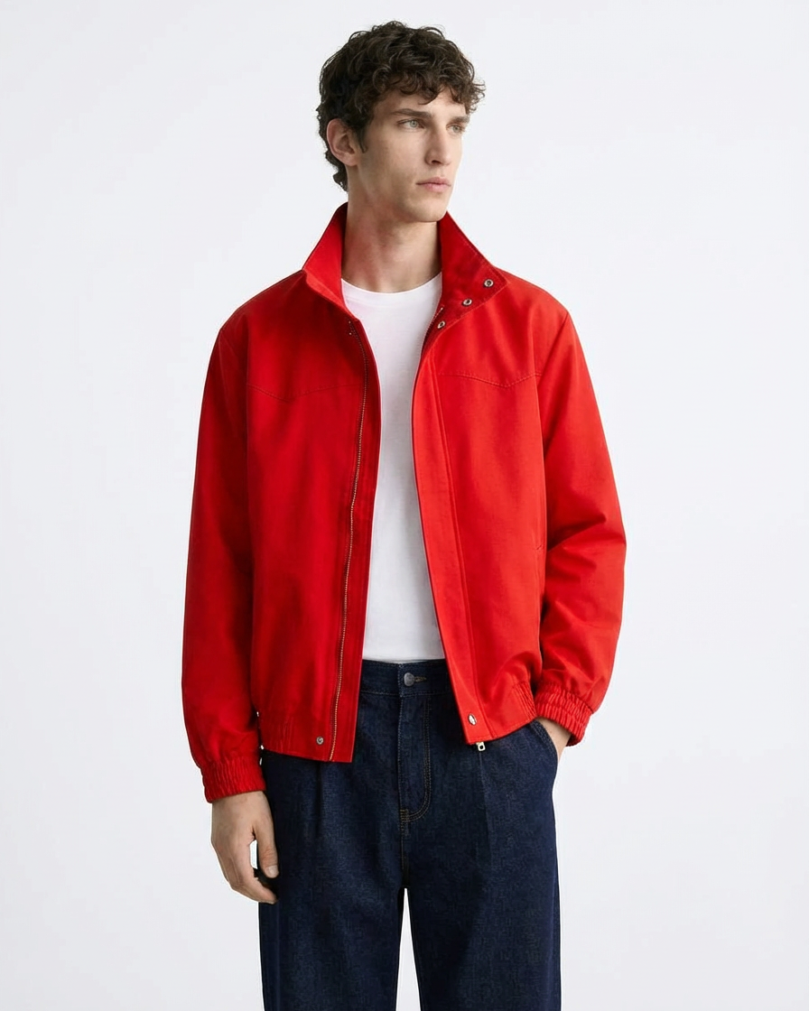 Chaqueta Gabardina Algodón Rojo