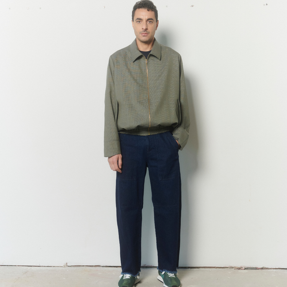 Bomber Verde Micro Cuadros Textura Liviana