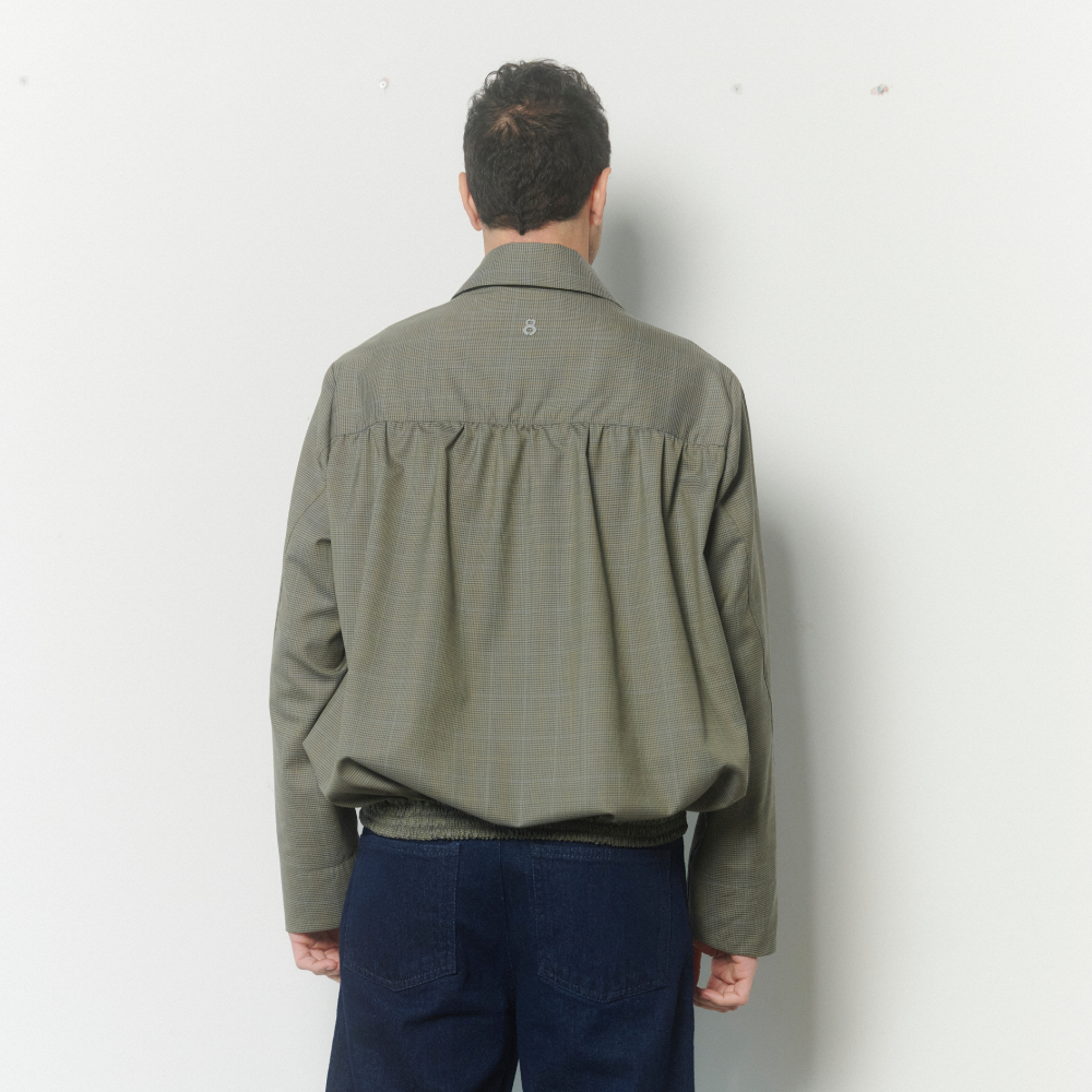Bomber Verde Micro Cuadros Textura Liviana