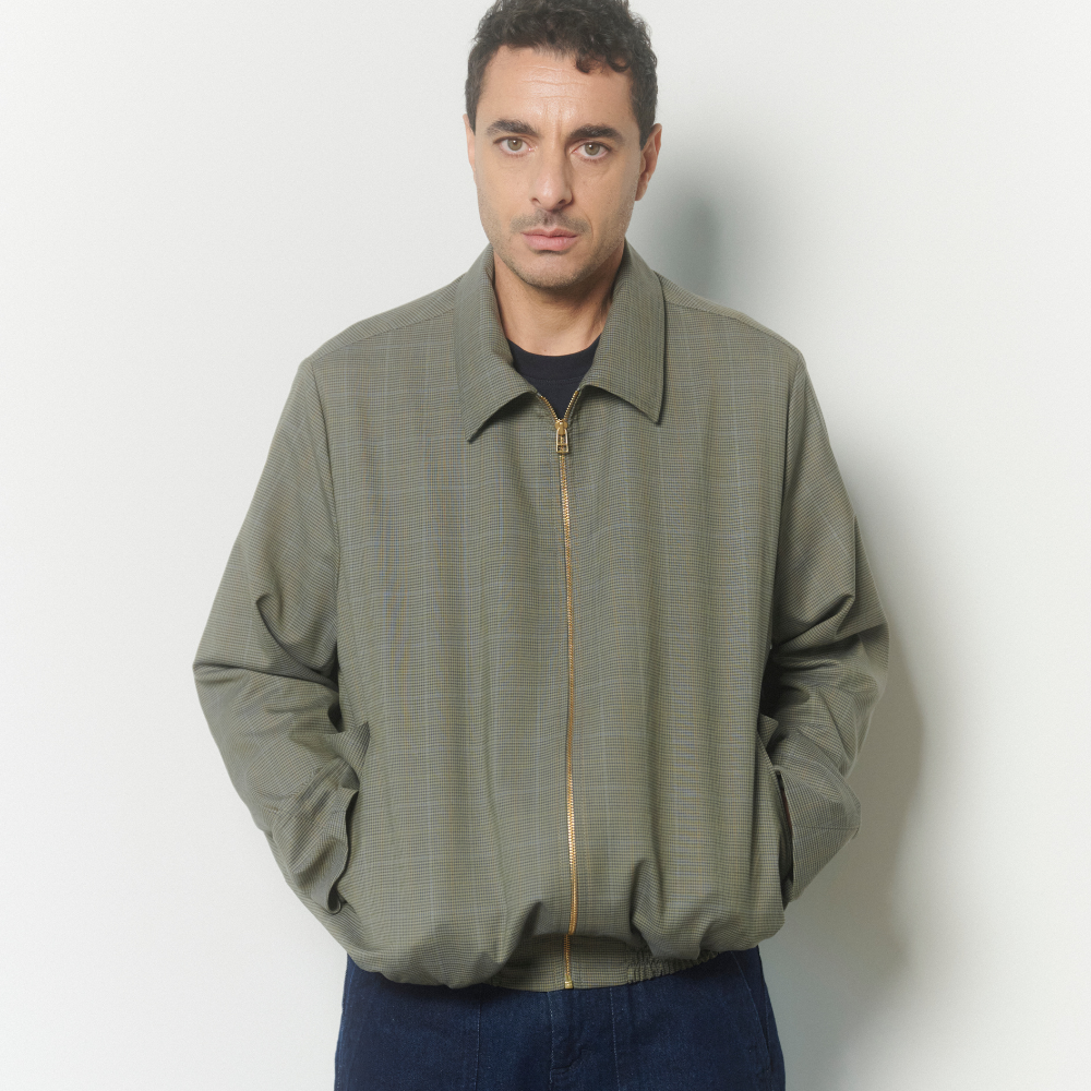 Bomber Verde Micro Cuadros Textura Liviana