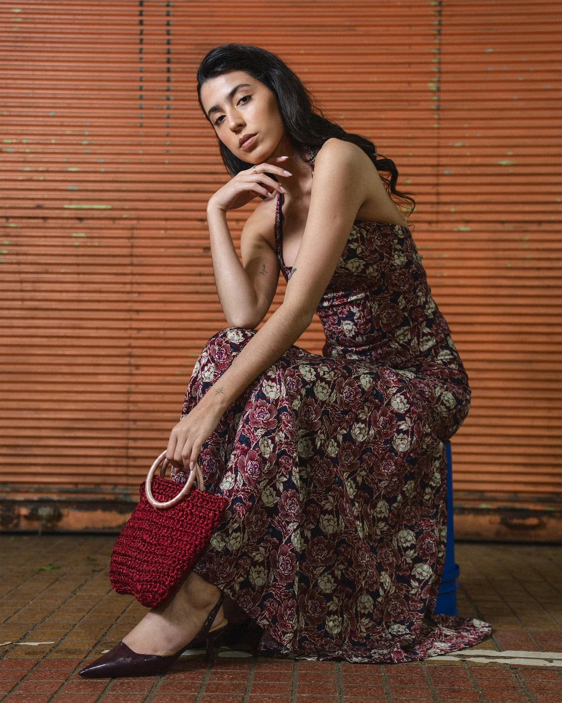 Falda Victoria Flor Azul