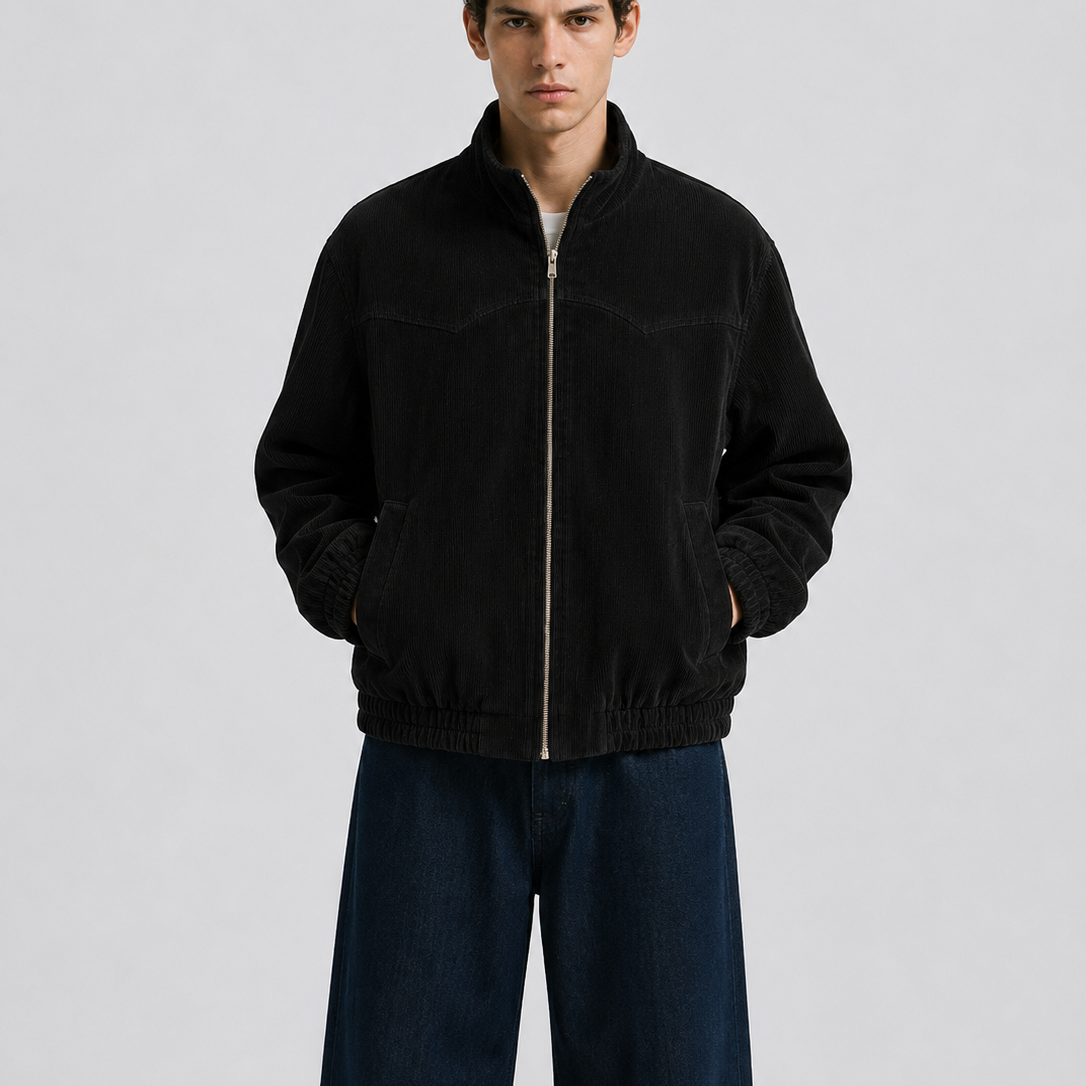 Bomber Cotele Negro 100% Algodón Peruano