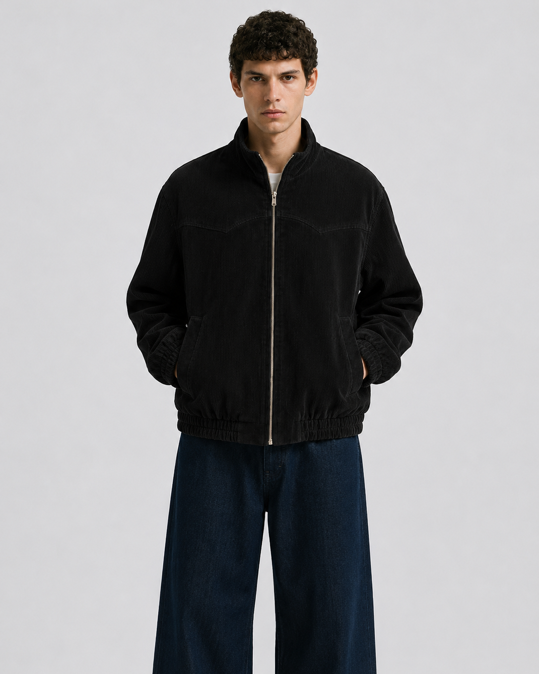 Bomber Cotele Negro 100% Algodón Peruano