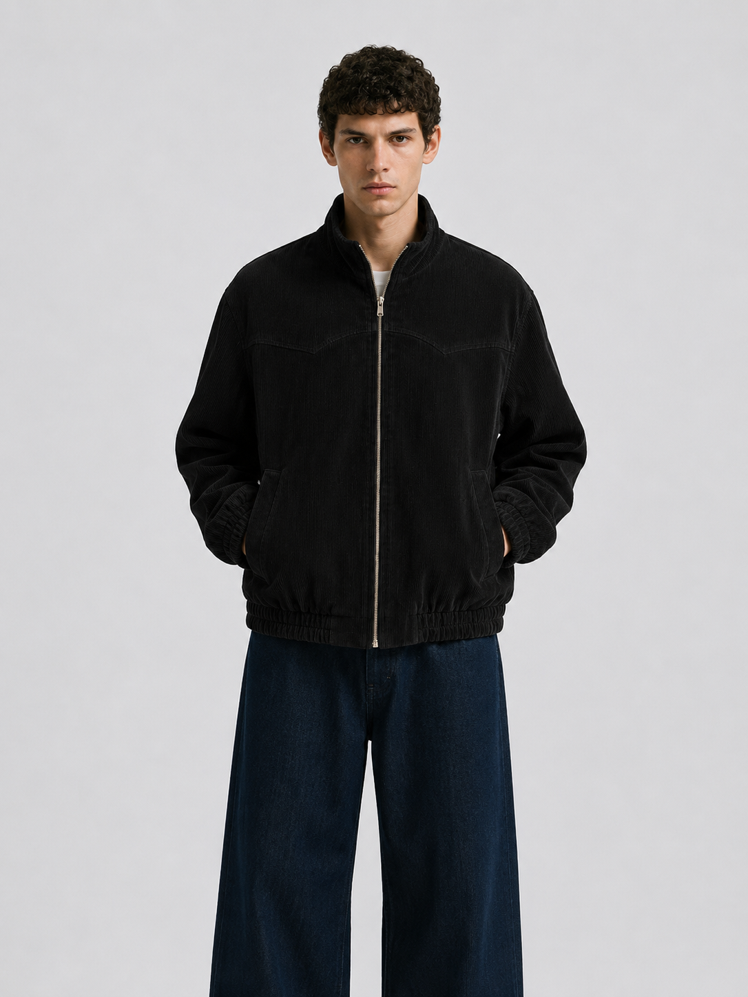 Bomber Cotele Negro 100% Algodón Peruano