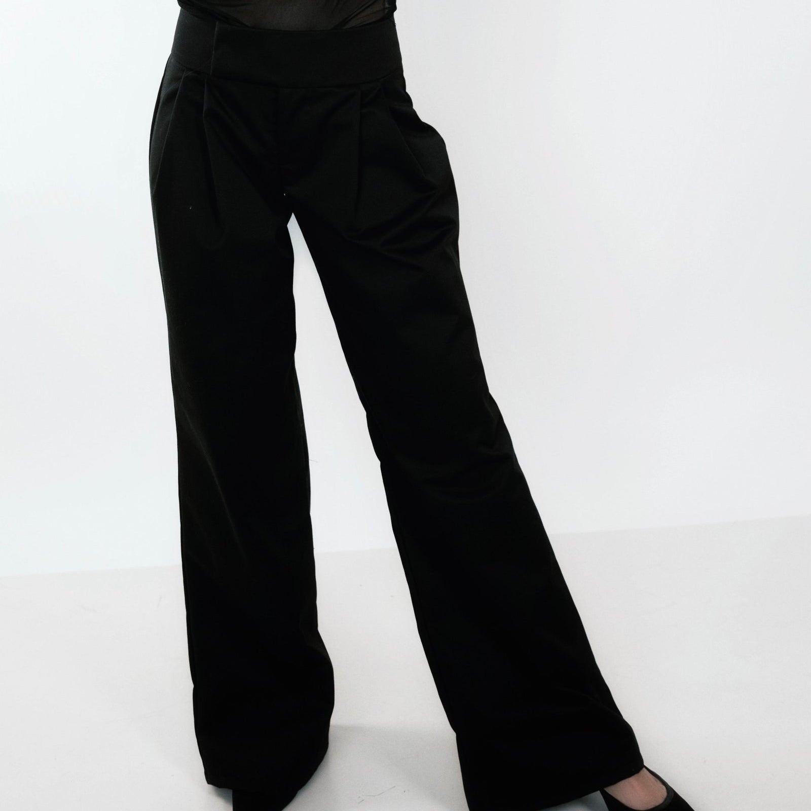 Black Double Pleat Pants