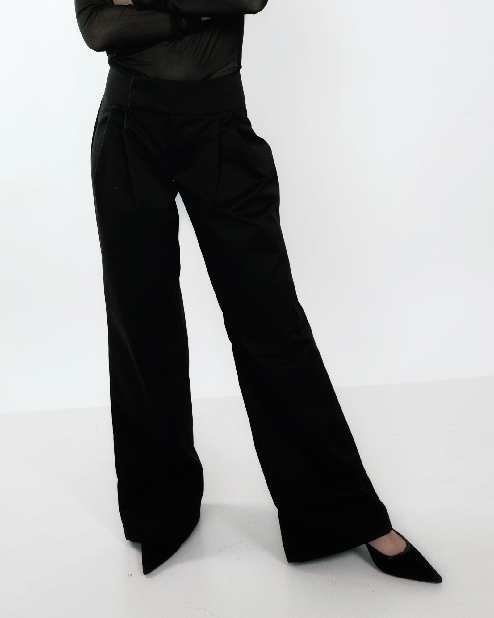 Black Double Pleat Pants