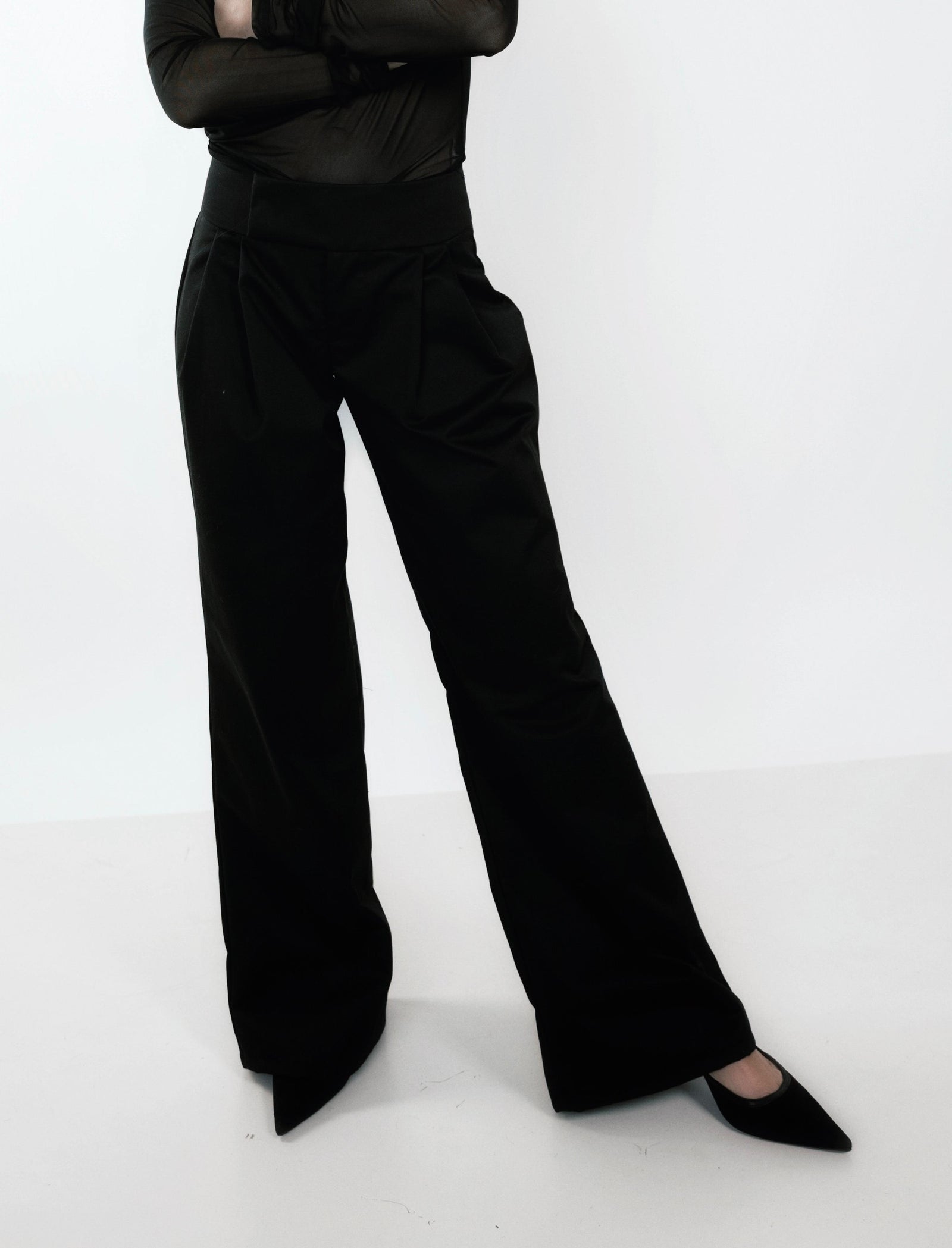 Black Double Pleat Pants