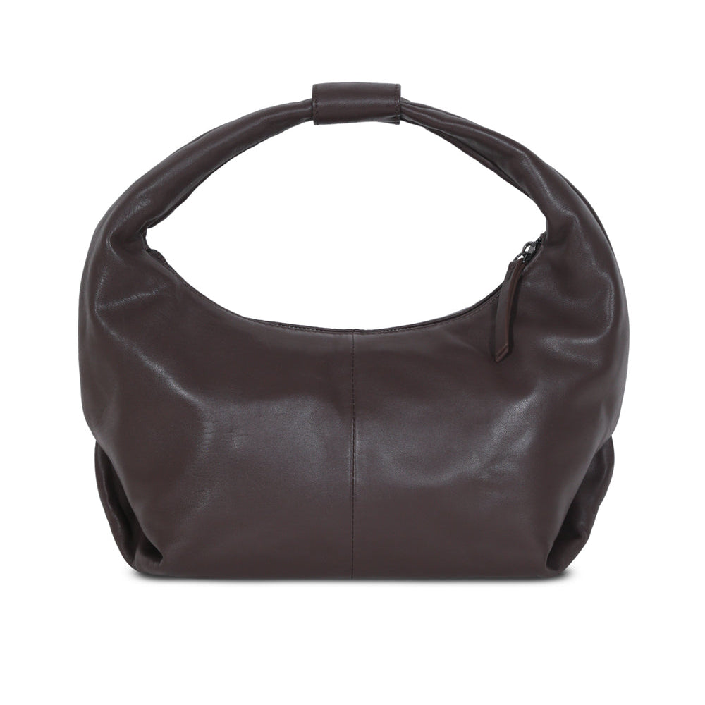 Round Hobo Coffe Leather Bag