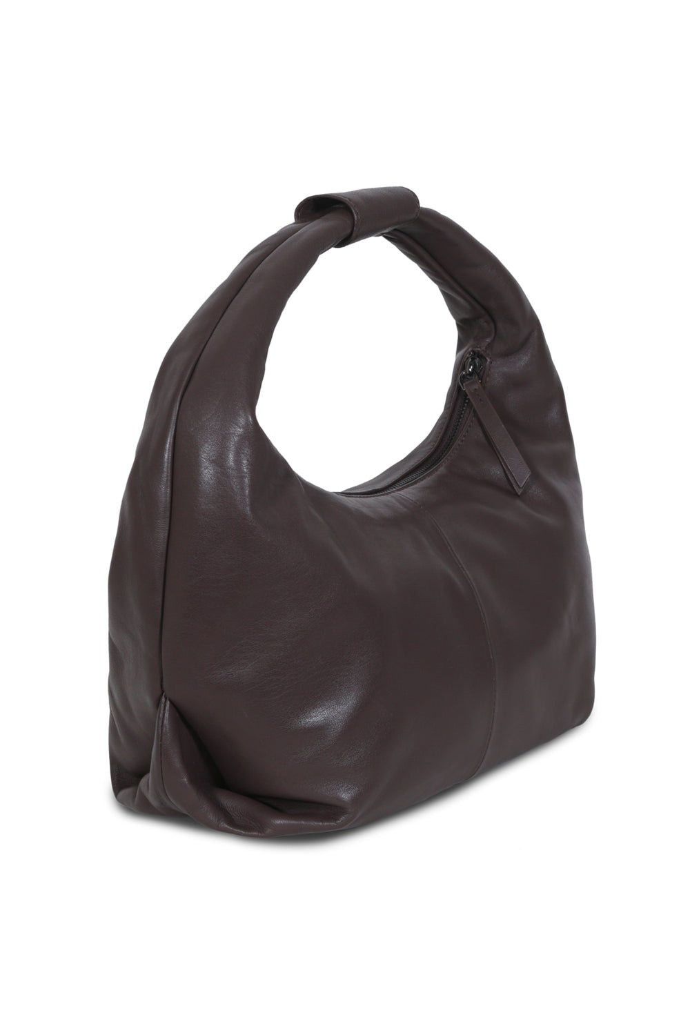 Round Hobo Coffe Leather Bag