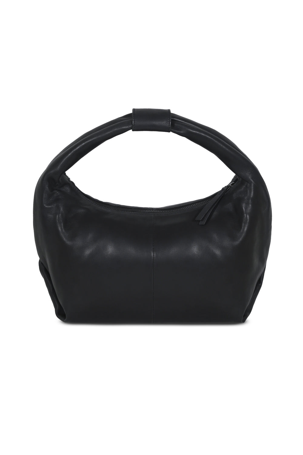 Round Hobo Black Leather Bag