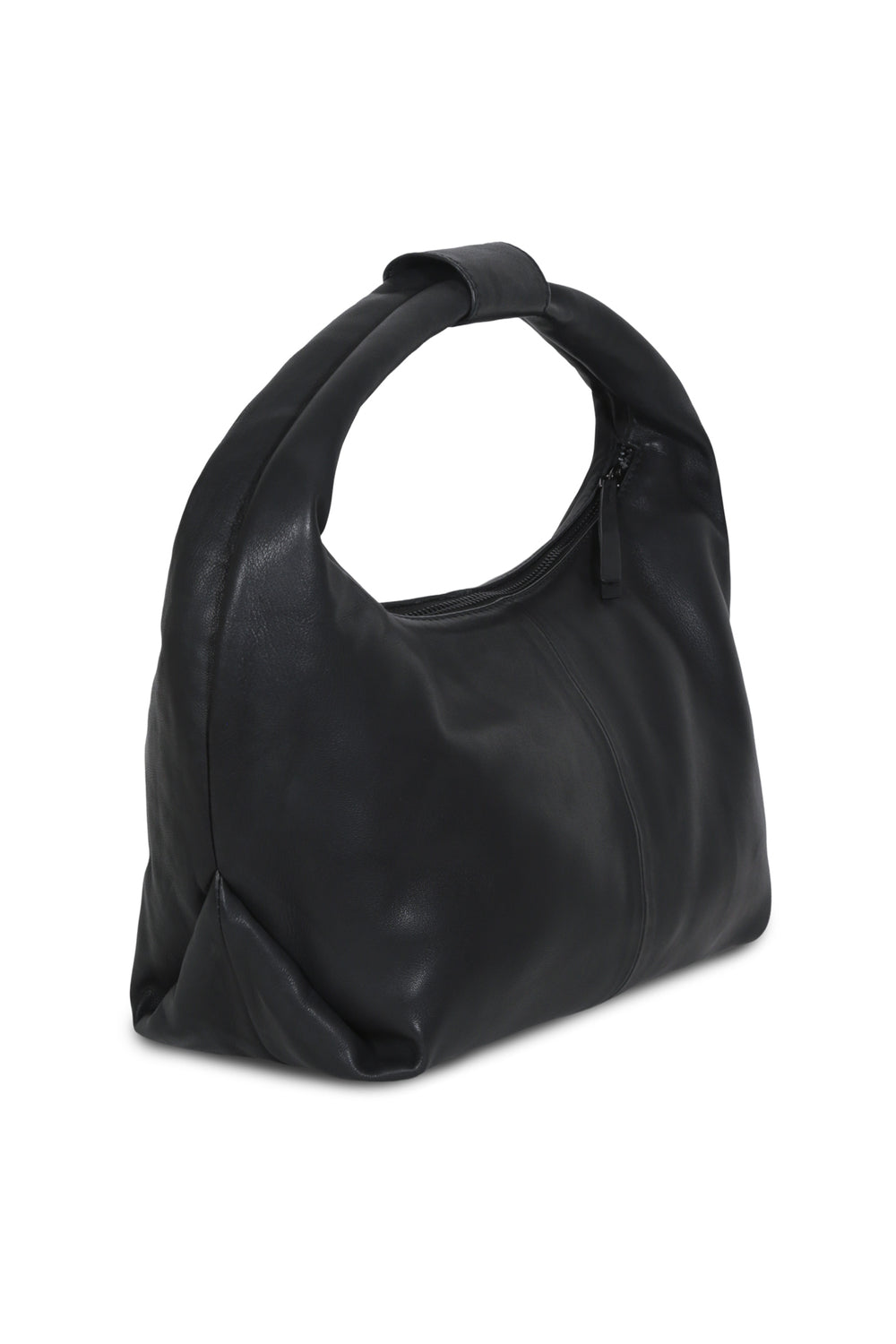 Round Hobo Black Leather Bag
