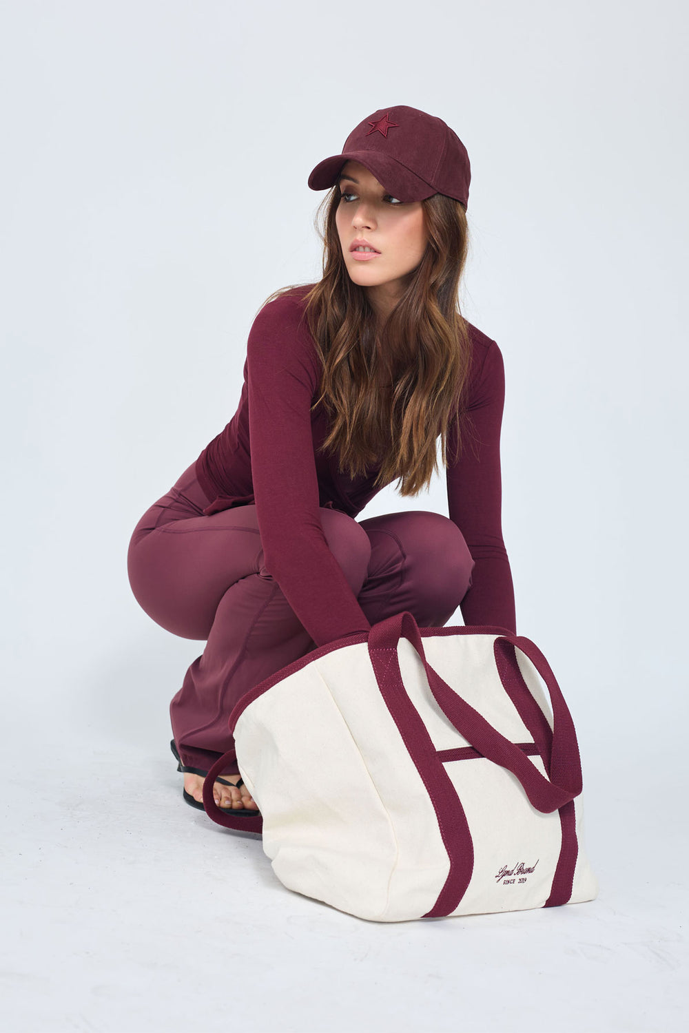 New Canvas Strap Tote Bag Burgundy