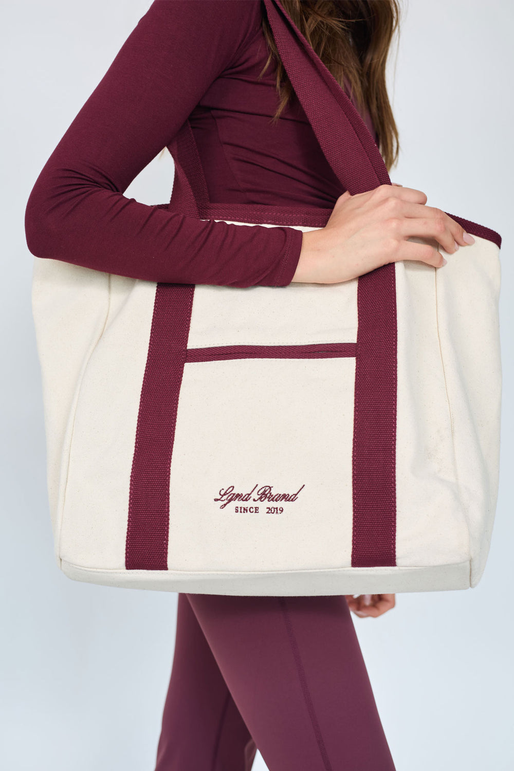 New Canvas Strap Tote Bag Burgundy