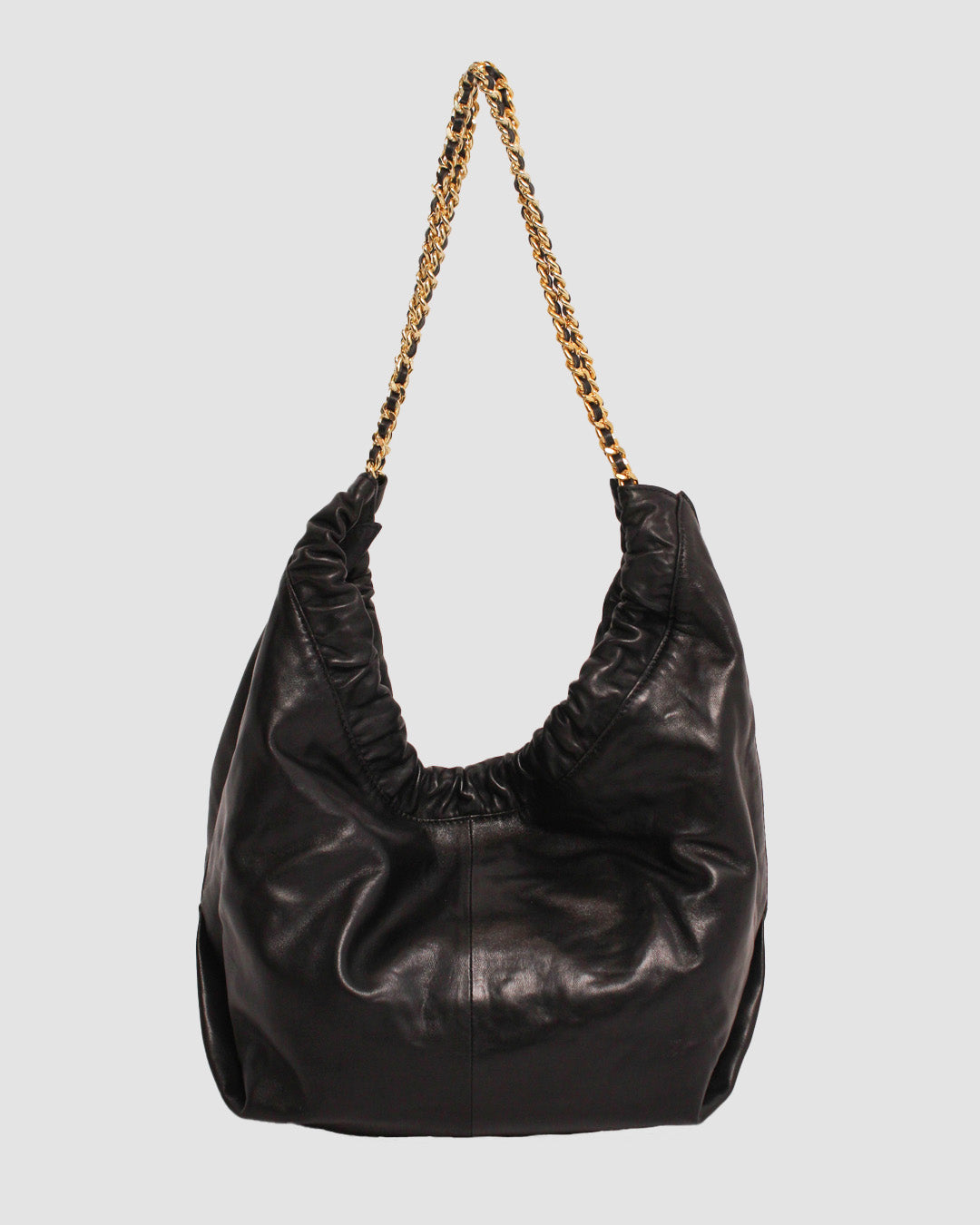 Gold Chain Black Scrunchie Bag