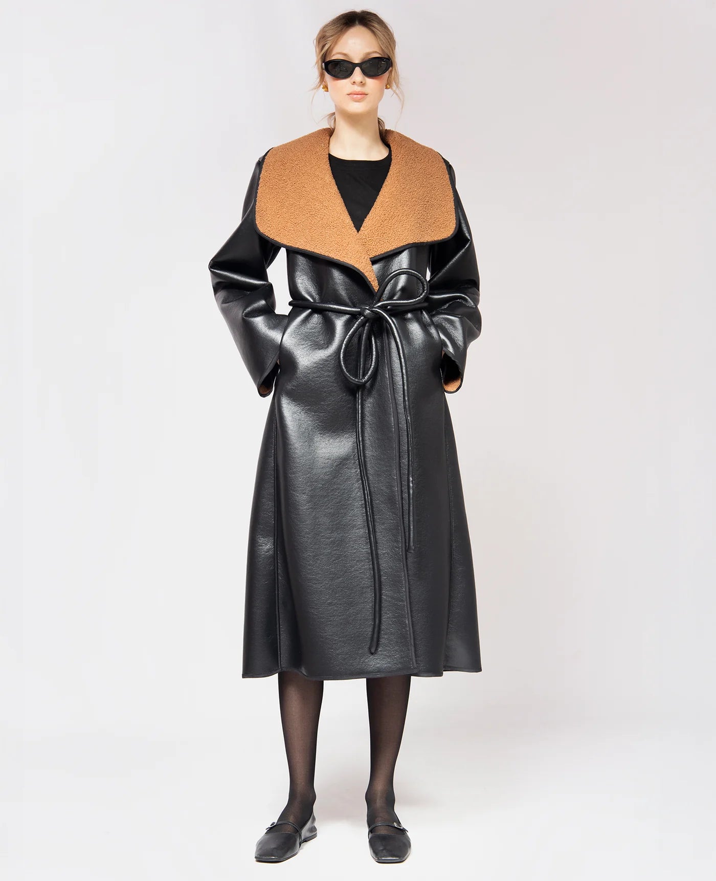 Abrigo Malena Black And Caramel