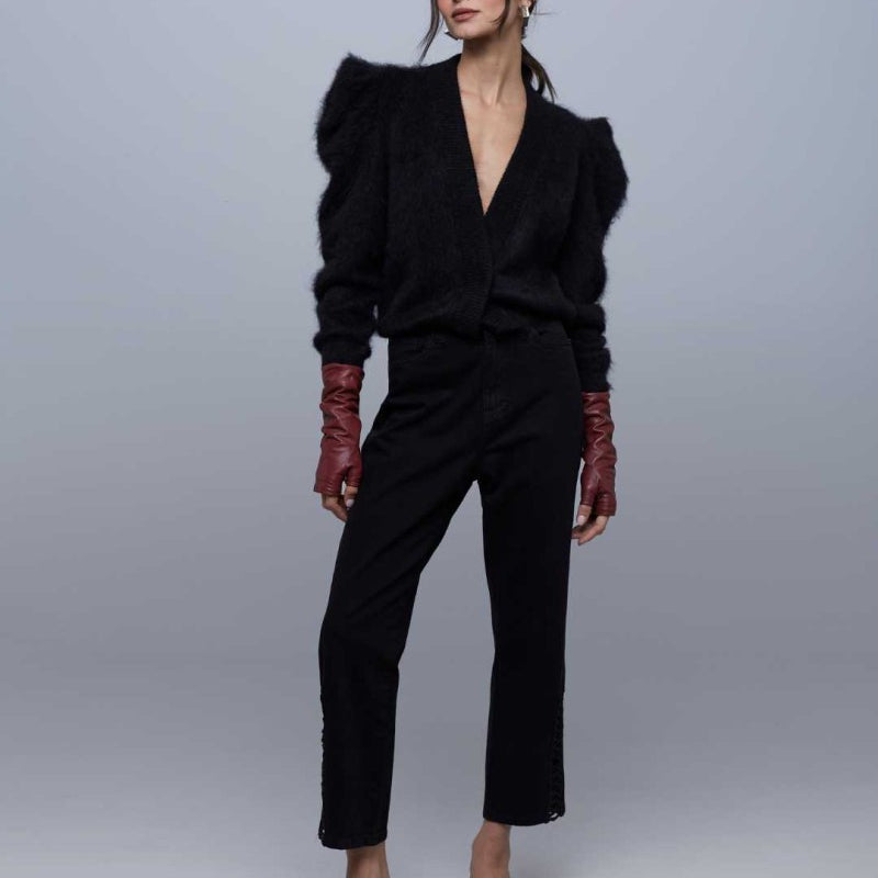 Pantalón Macramé Negro Humo