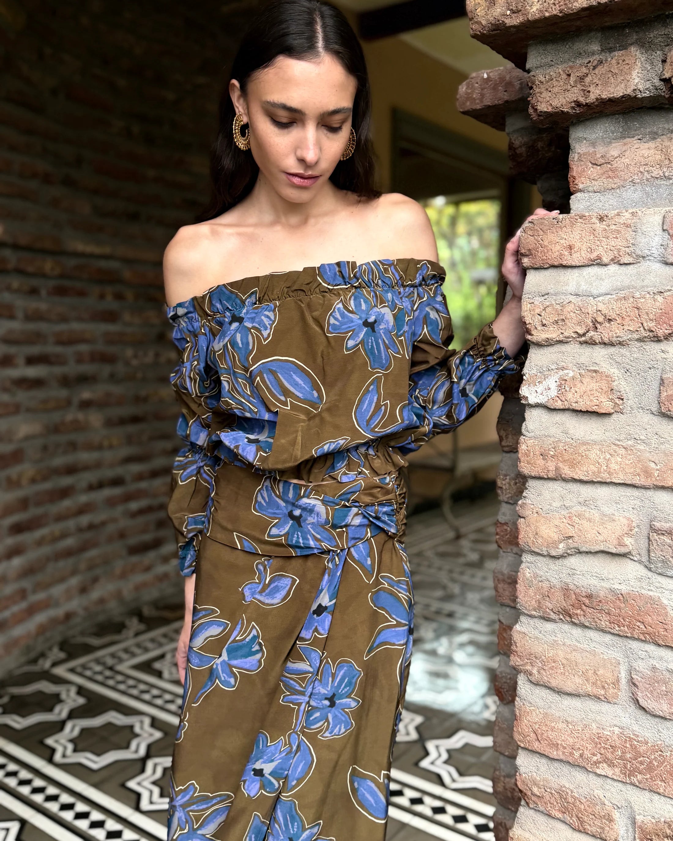 Blusa Carolina Blue Flowers