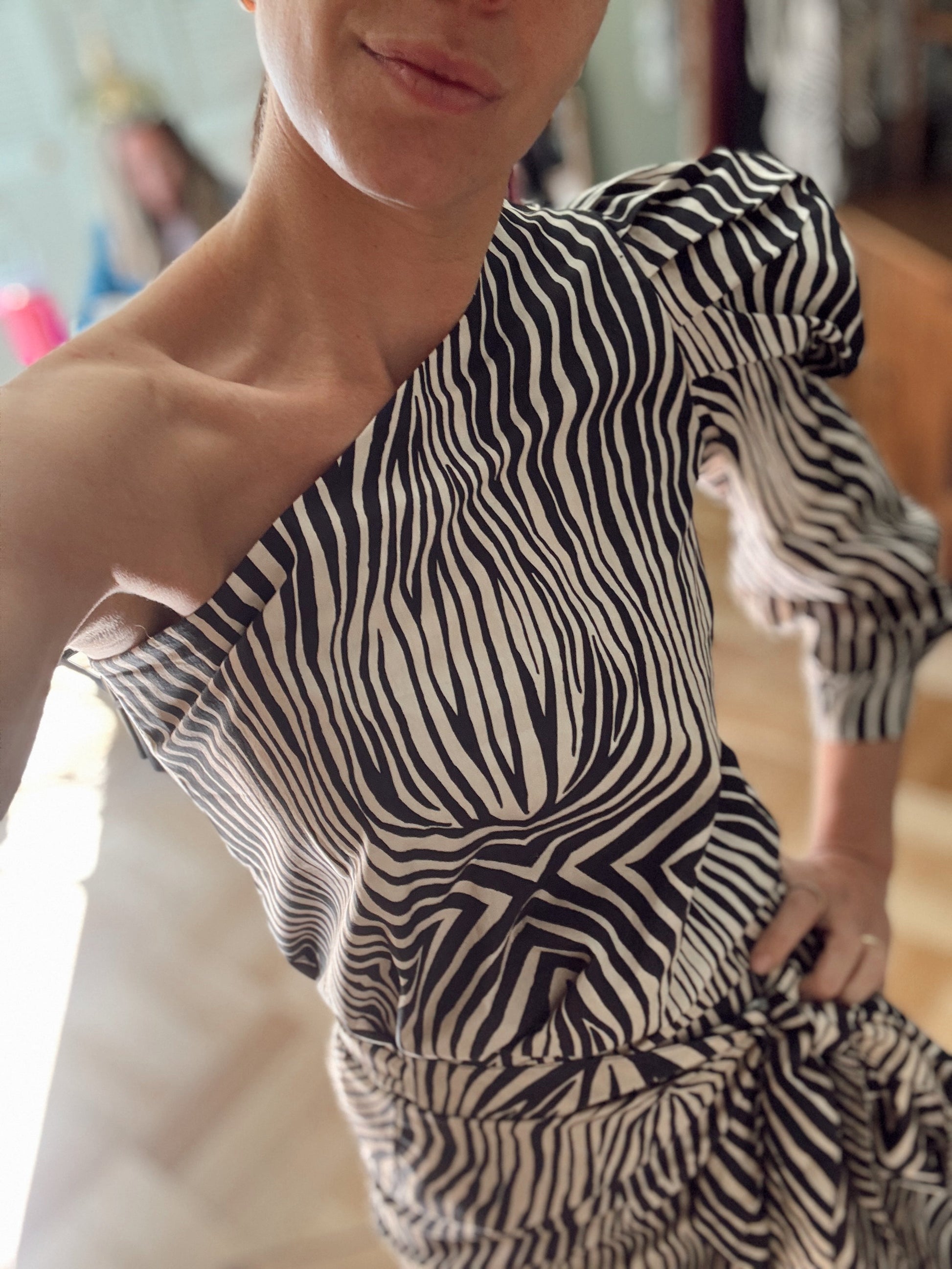 Blusa Un Hombro Cebra