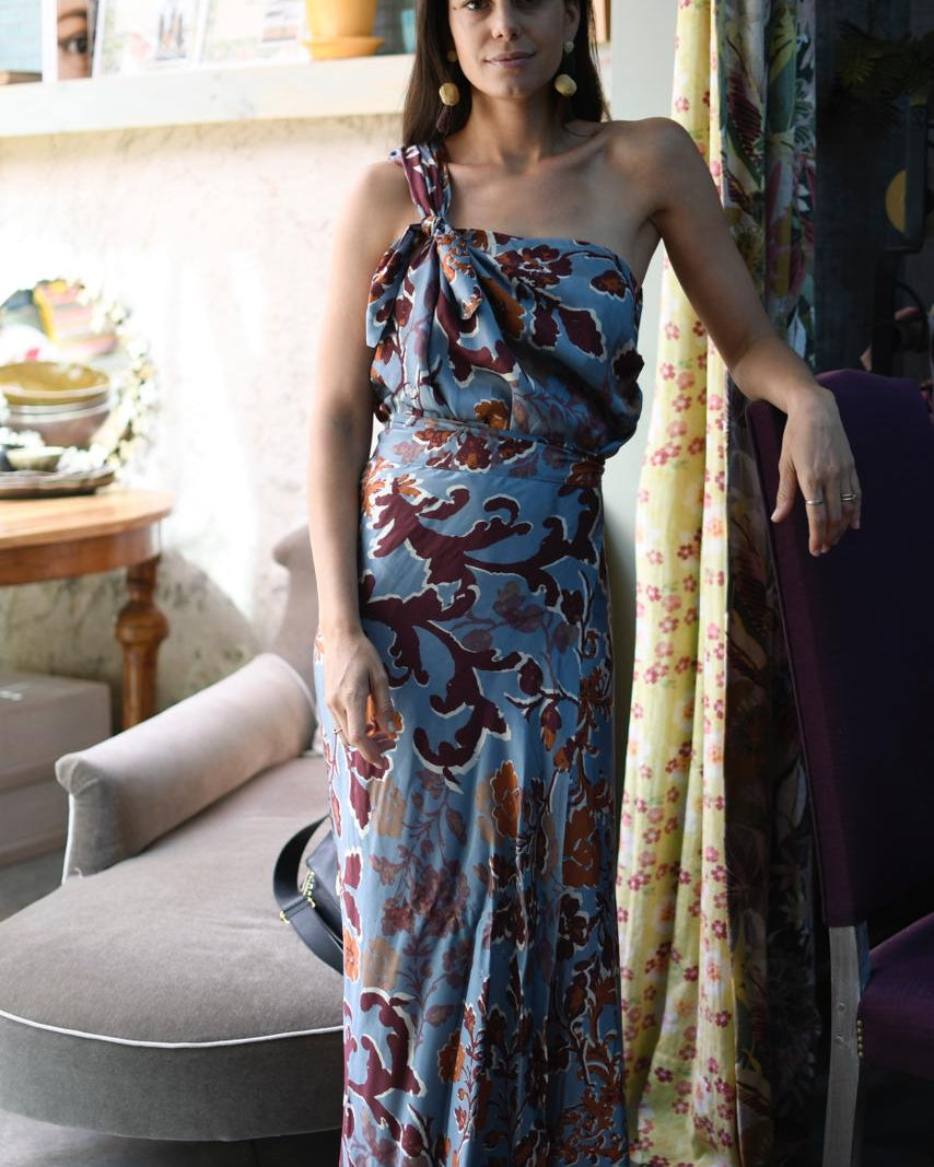 Falda Etro Celeste Naranja