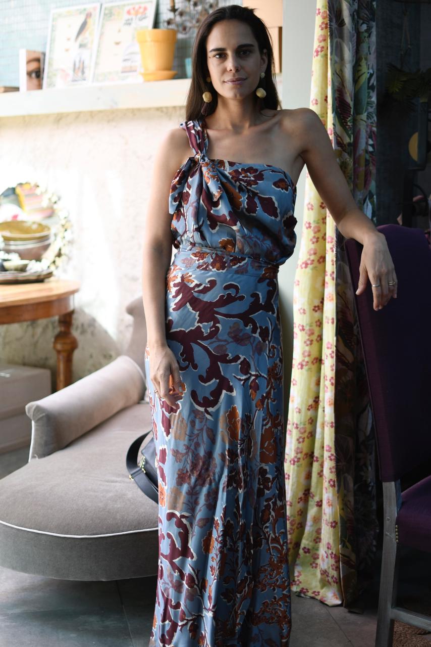 Falda Etro Celeste Naranja