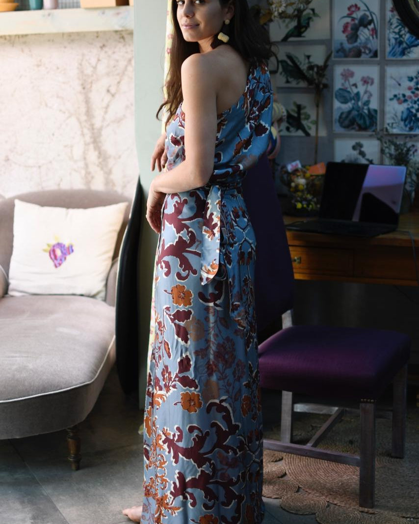 Falda Etro Celeste Naranja