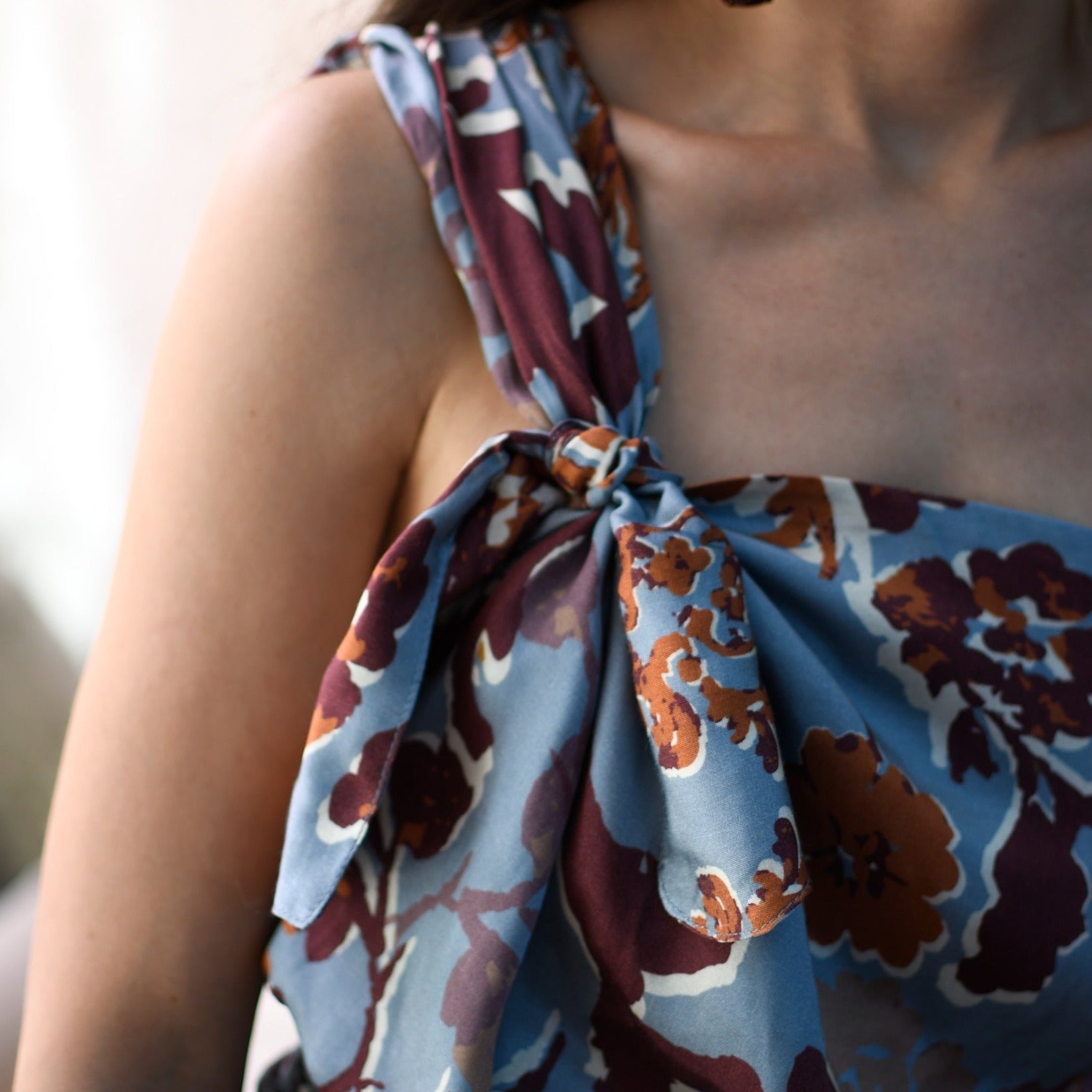 Top Un Hombro Etro Celeste Naranja