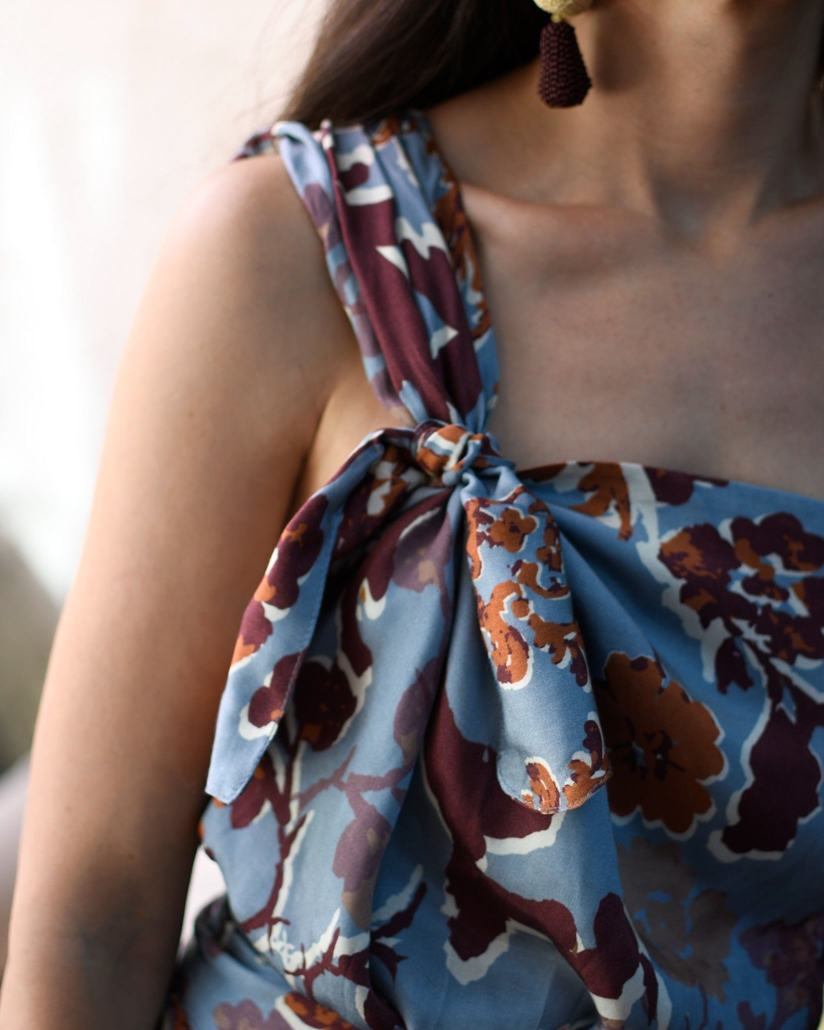 Top Un Hombro Etro Celeste Naranja